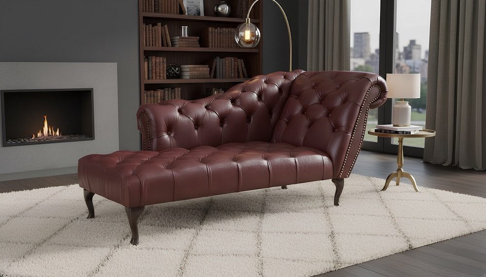 JVmoebel Chesterfield-Sofa Elegantes Ledersofa mit Chaiselongue und individueller Gestaltung, Made in Europa