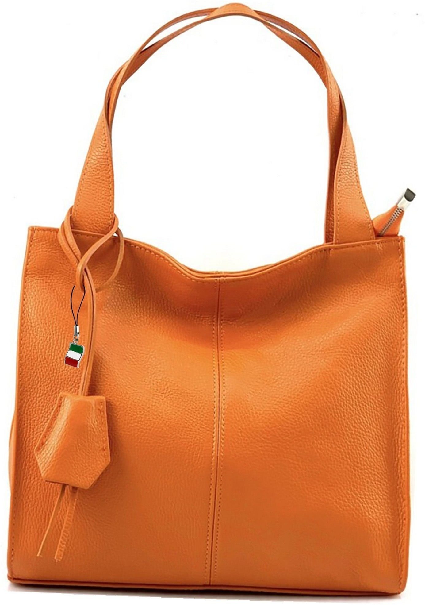 FLORENCE Shopper Florence Echtleder Hobo Bag Damen orange, Damen Tasche  Echtleder orange, Made-In Italy