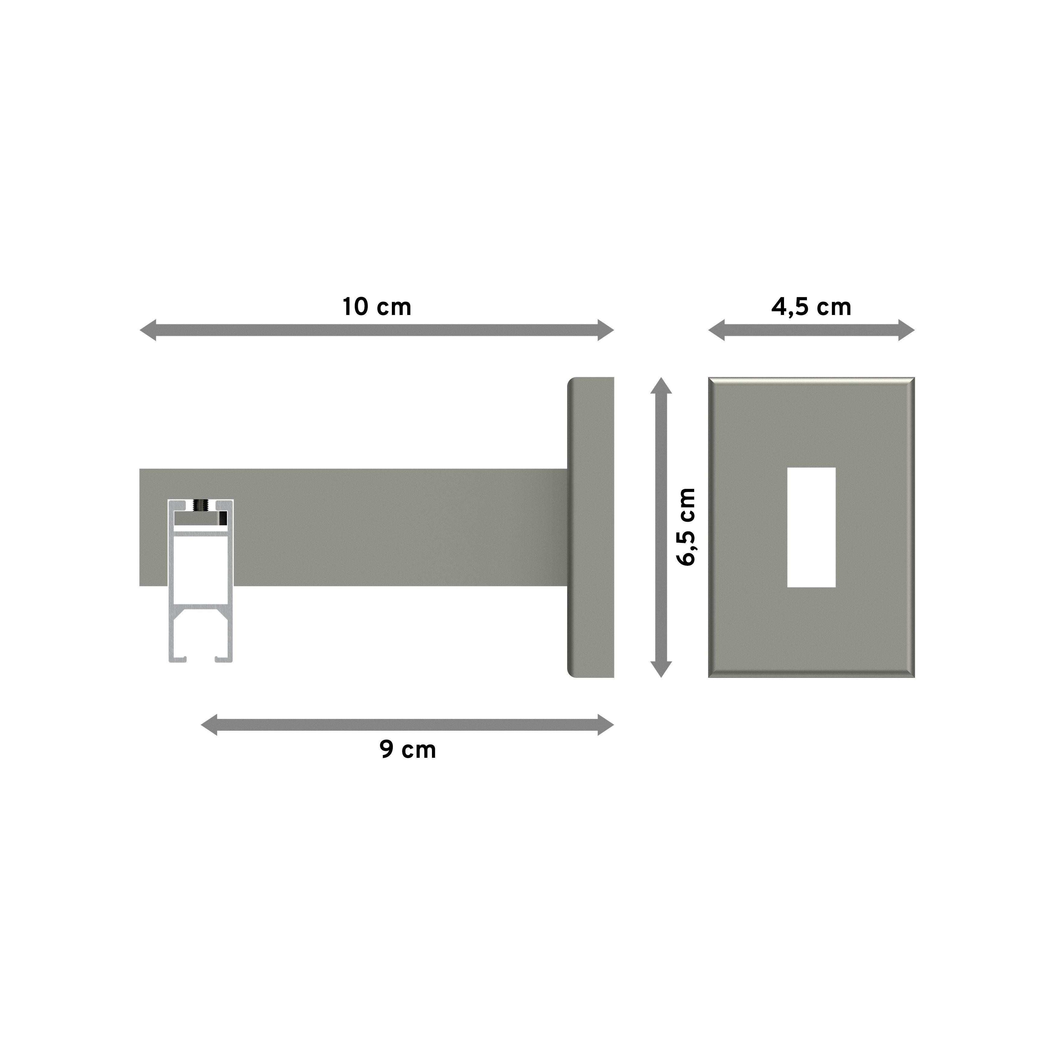 Gardinenstange Smartline Weiß Paxo, Wandmontage, Edelstahl-Optik / mm, eckig, 14x35 INTERDECO, 1-läufig