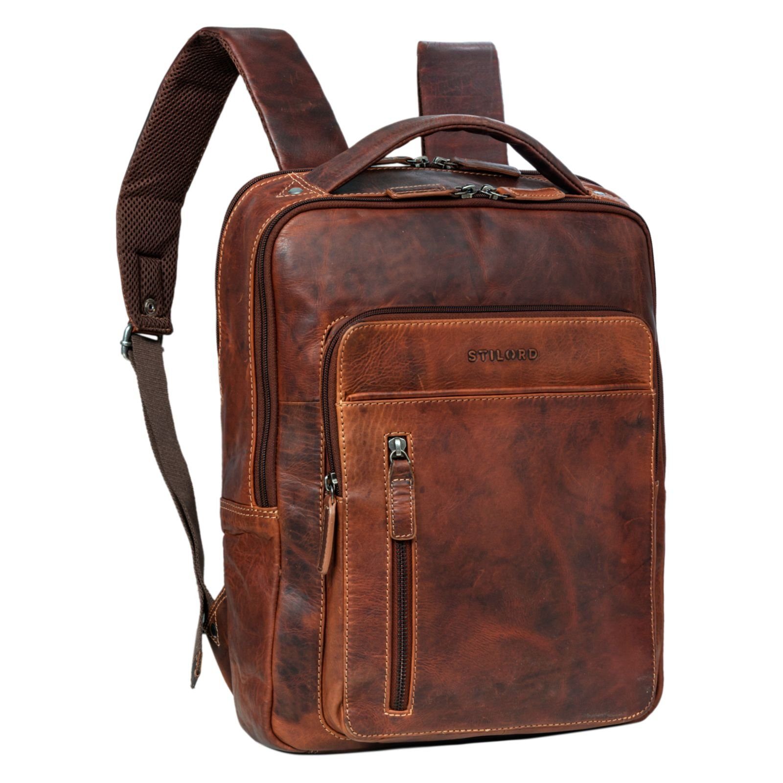 STILORD Notebook-Rucksack "Tory" Leder Laptoprucksack 13 - 14 Zoll Herren Damen