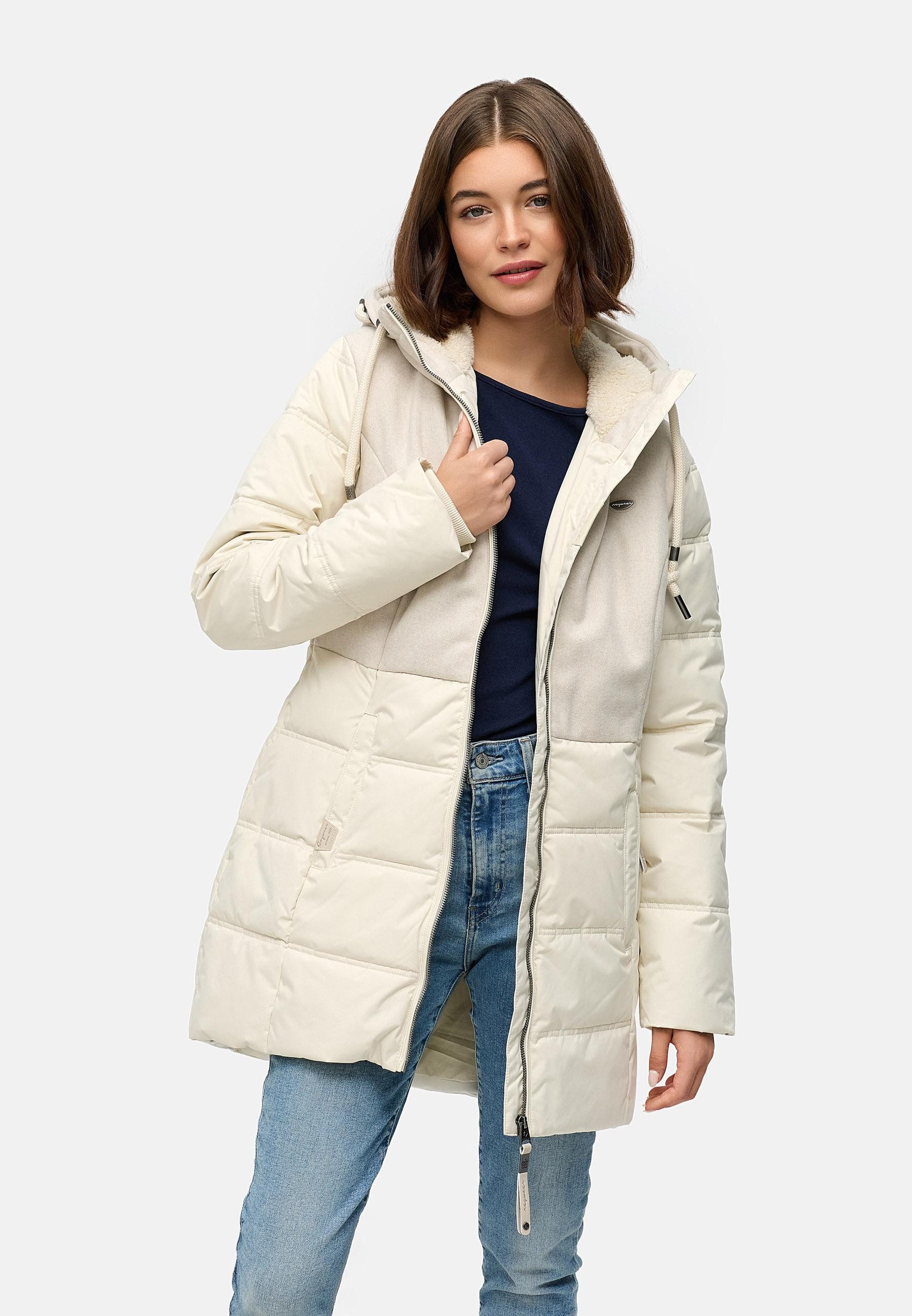 Ragwear Winterjacke Ashani Block Intl. stylischer Winterparka mit gefütterter Kapuze