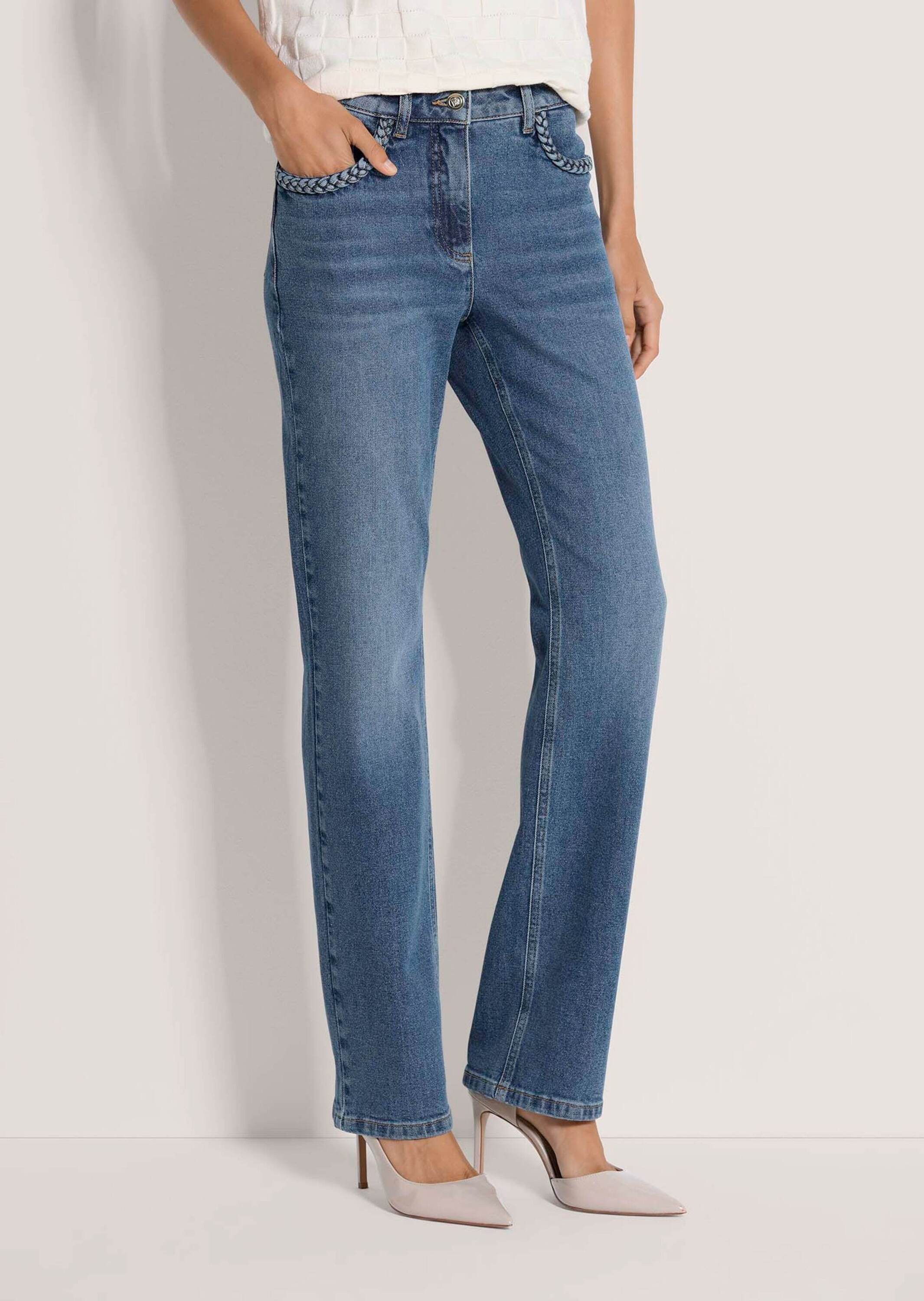 MADELEINE Gerade Jeans Slim-Fit-Jeans mit Formbund 5-Pocket-Hose mit Gürtel günstig online kaufen