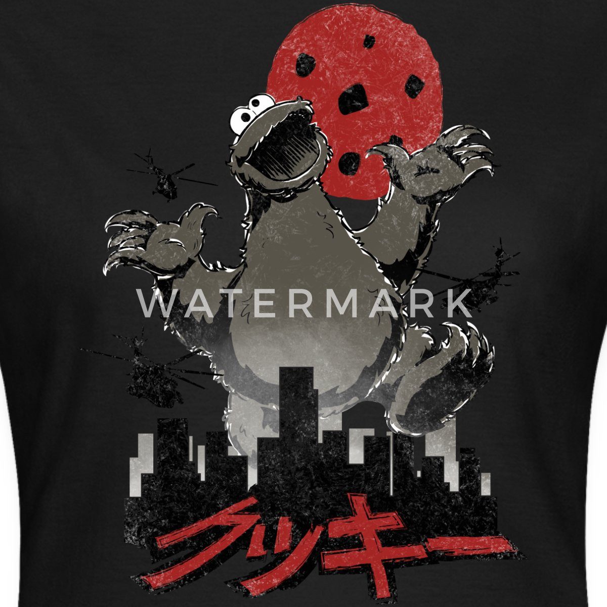 Spreadshirt T-Shirt Sesamstraße Krümelmonster Cookiezilla Frauen T-Shirt (1-tlg) Slim Fit, fällt klein aus