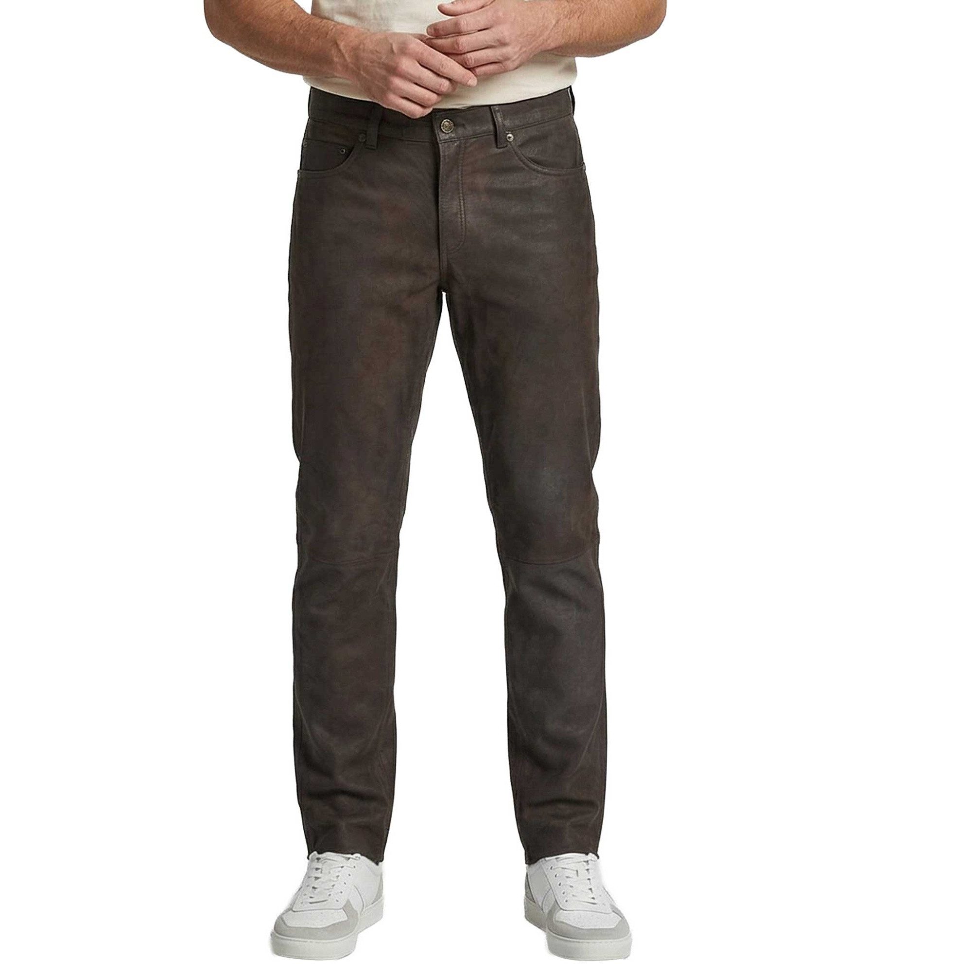 Maddox Lederhose Laurin MADDOX - Herren Lederhose Lammnubuk dunkles schoko