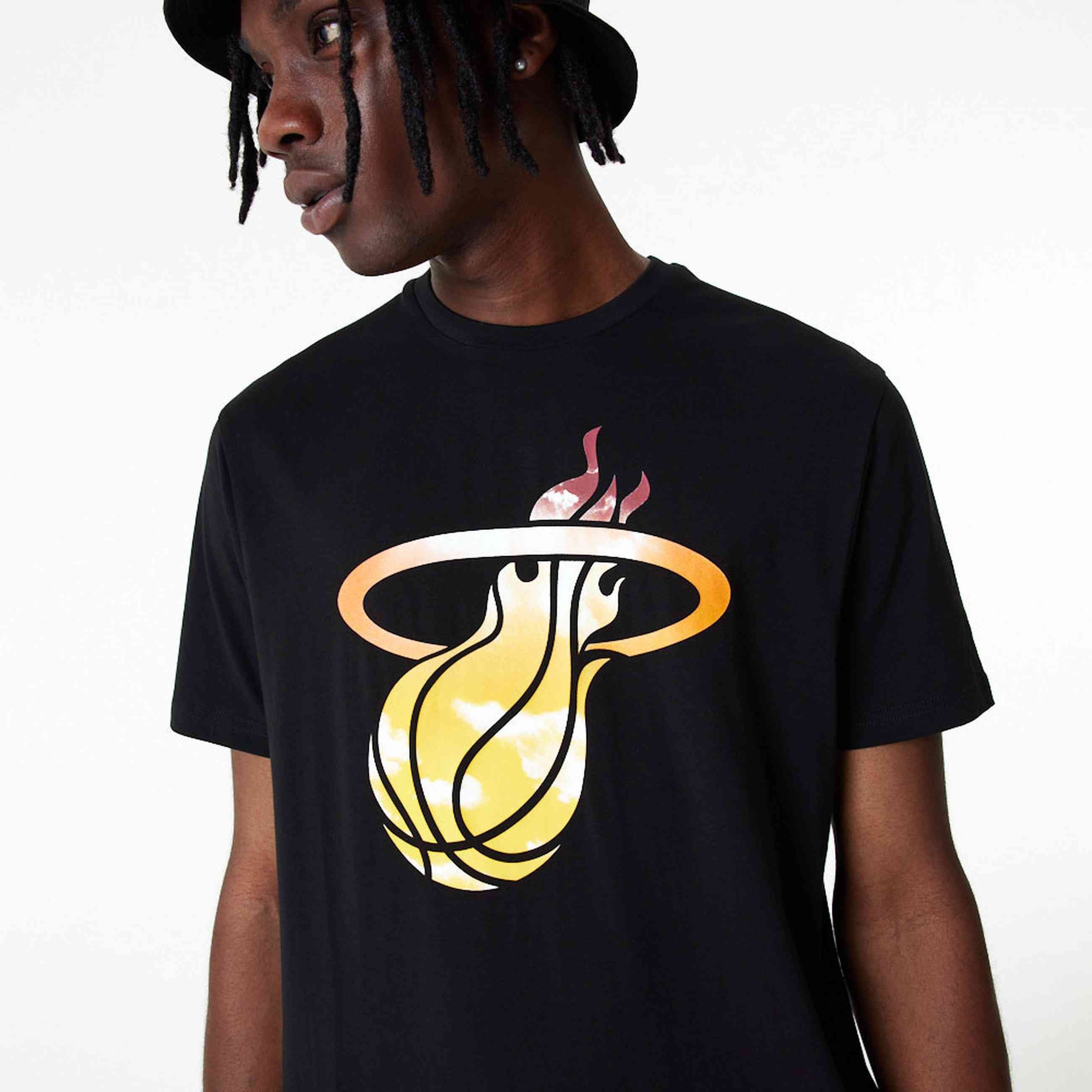 Heat Print Era New NBA T-Shirt Miami Sky