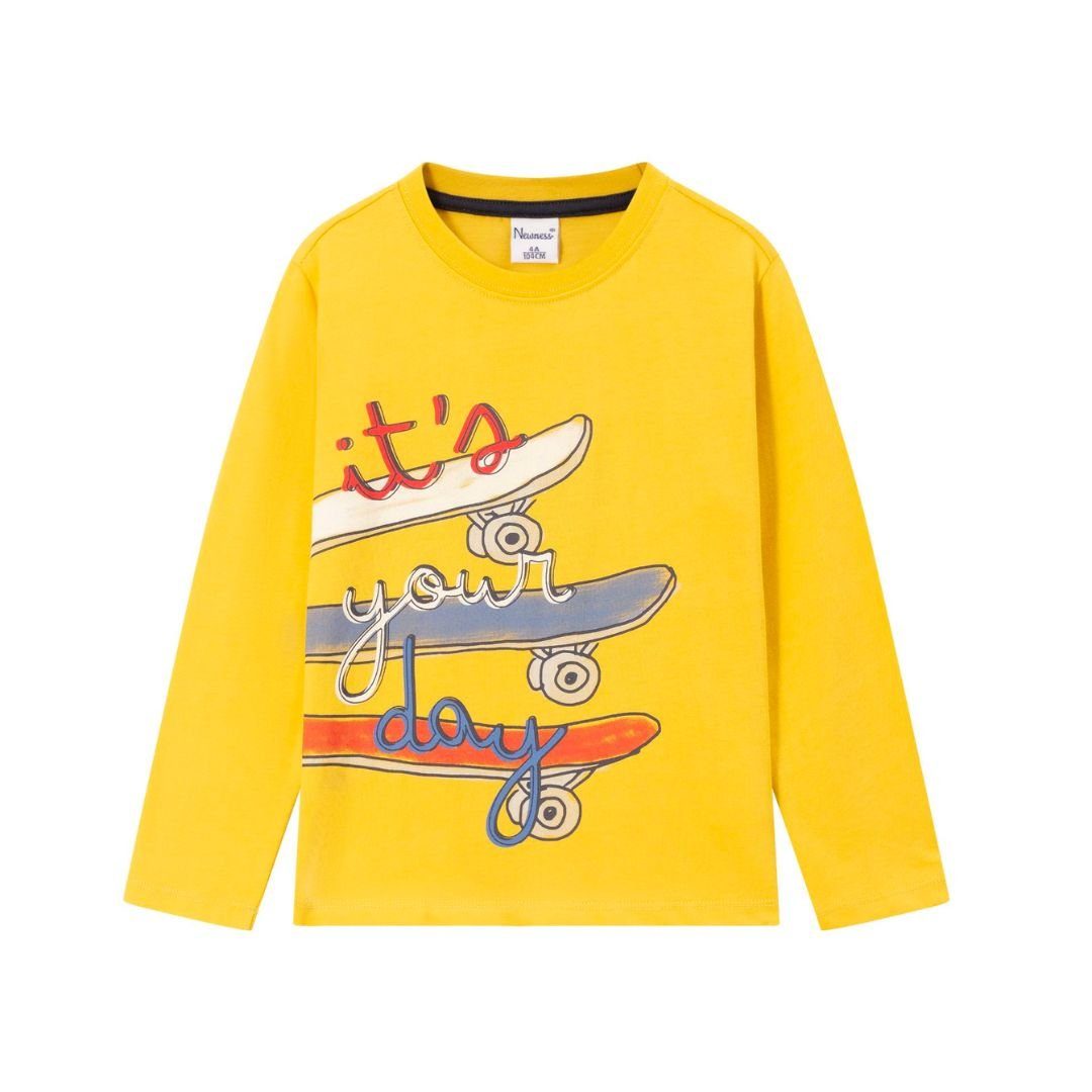 suebidou Longsleeve Langarmshirt Langarm mit gelb Print T-Shirt für Jungen