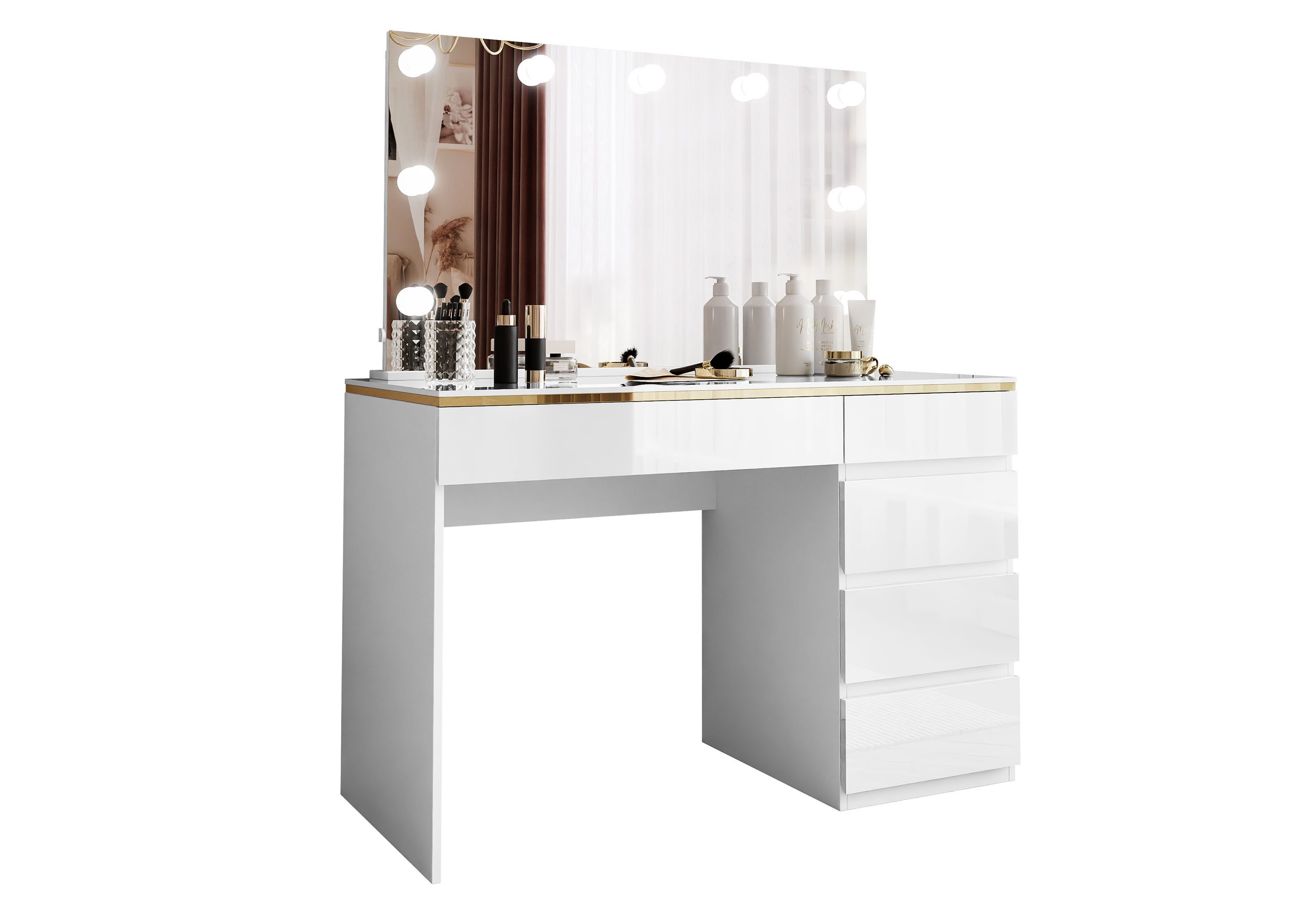 Lookway Schminktisch AURORA II ELITE mit Spiegel und Beleuchtung (1x Schreibtisch 1x Spiegel), Breite: 120 cm