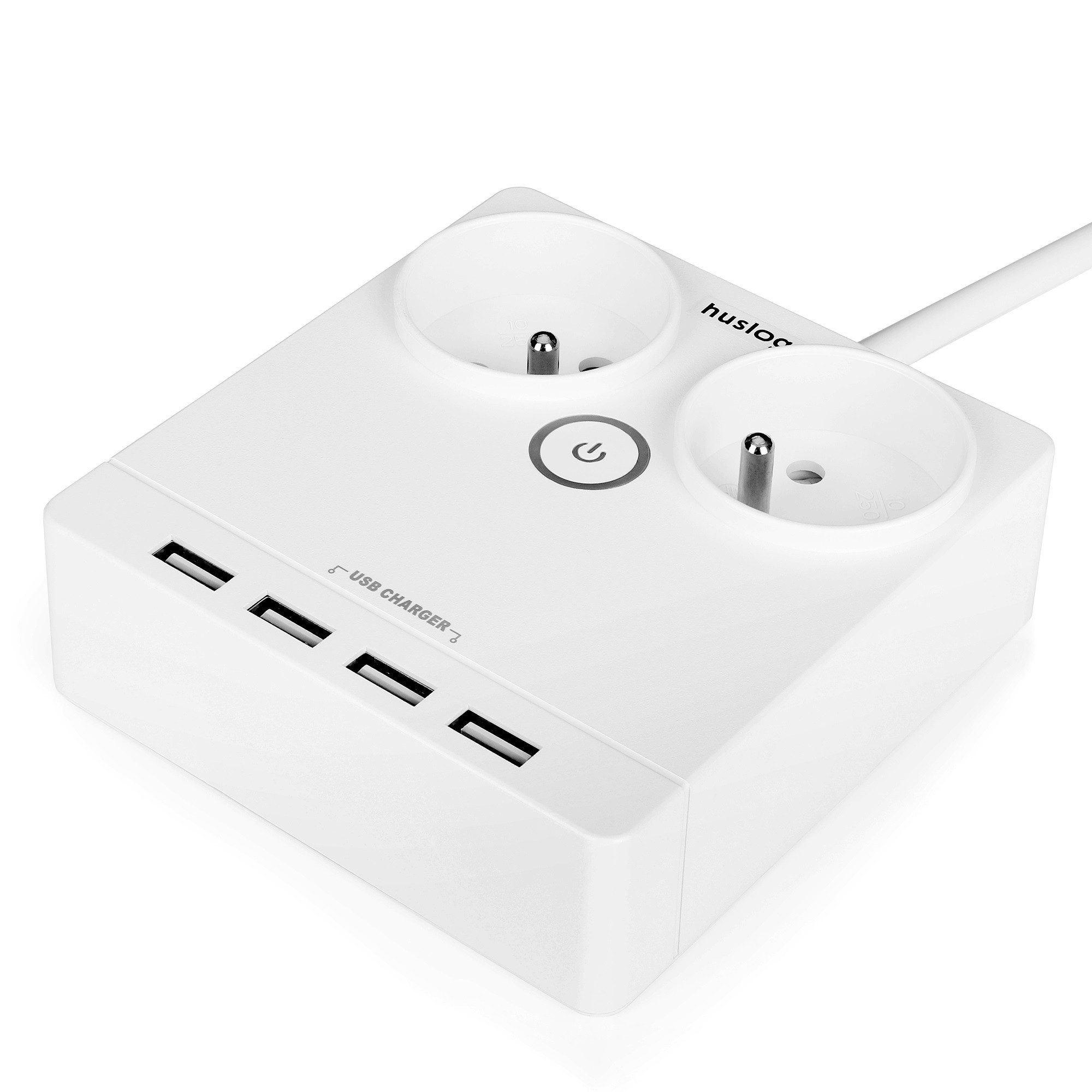 COFI 1453 USB Charger - Flaches Verlängerungskabel mit 2 Steckdosen EMX-190124 Verlängerungskabel