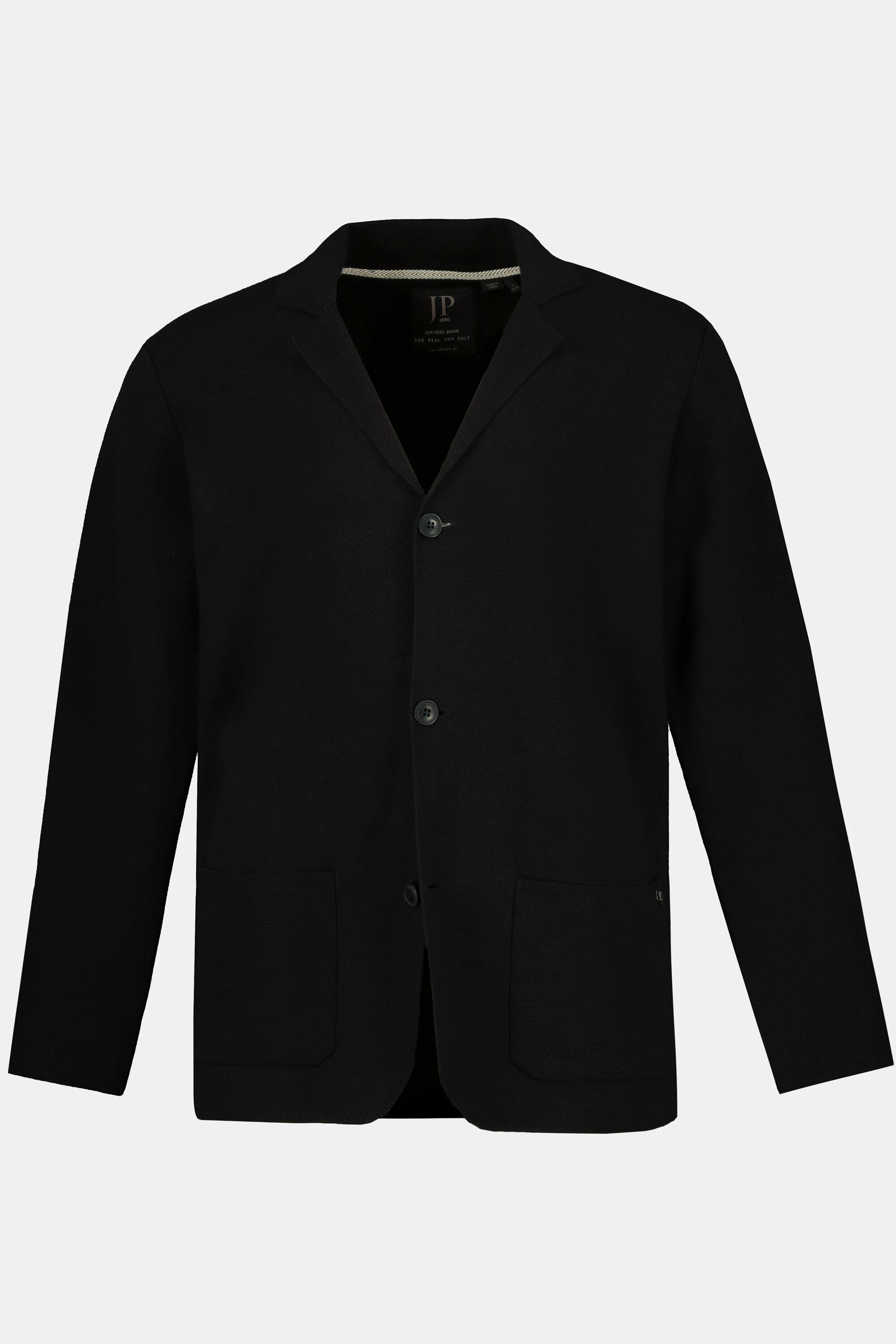 JP1880 Poloshirt Stricksakko FLEXNAMIC® Milano-Strick schwarz Reverskragen