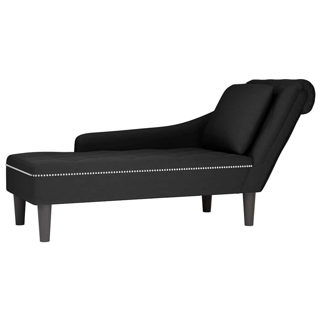 Chaiselongue Chaiselongue mit Kissen und Rechter Armlehne Schwarz Samt