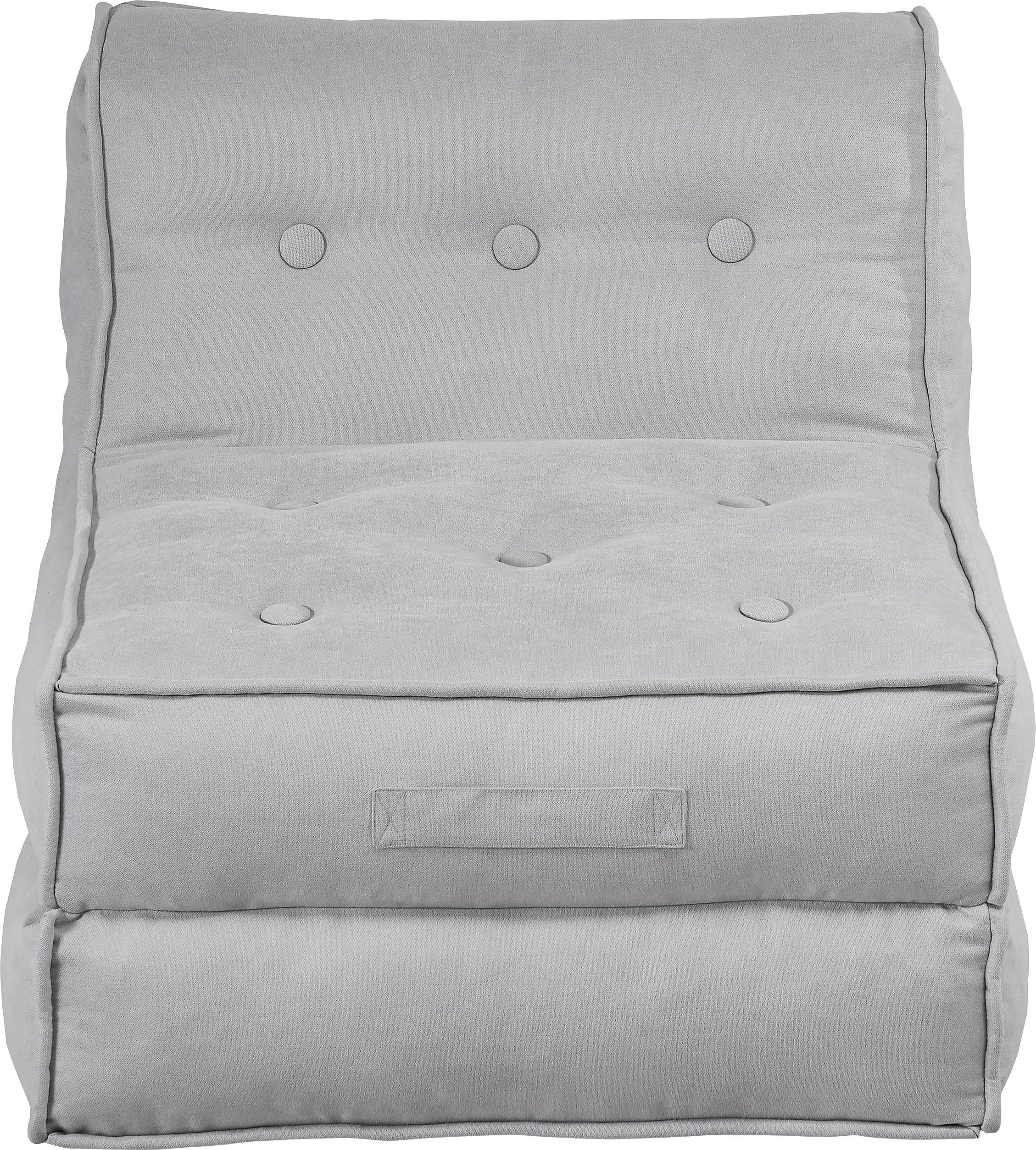 INOSIGN Sessel Pia, Schlaffunktion Loungesessel in 2 mit Größen, und hellgrau | hellgrau Pouf-Funktion