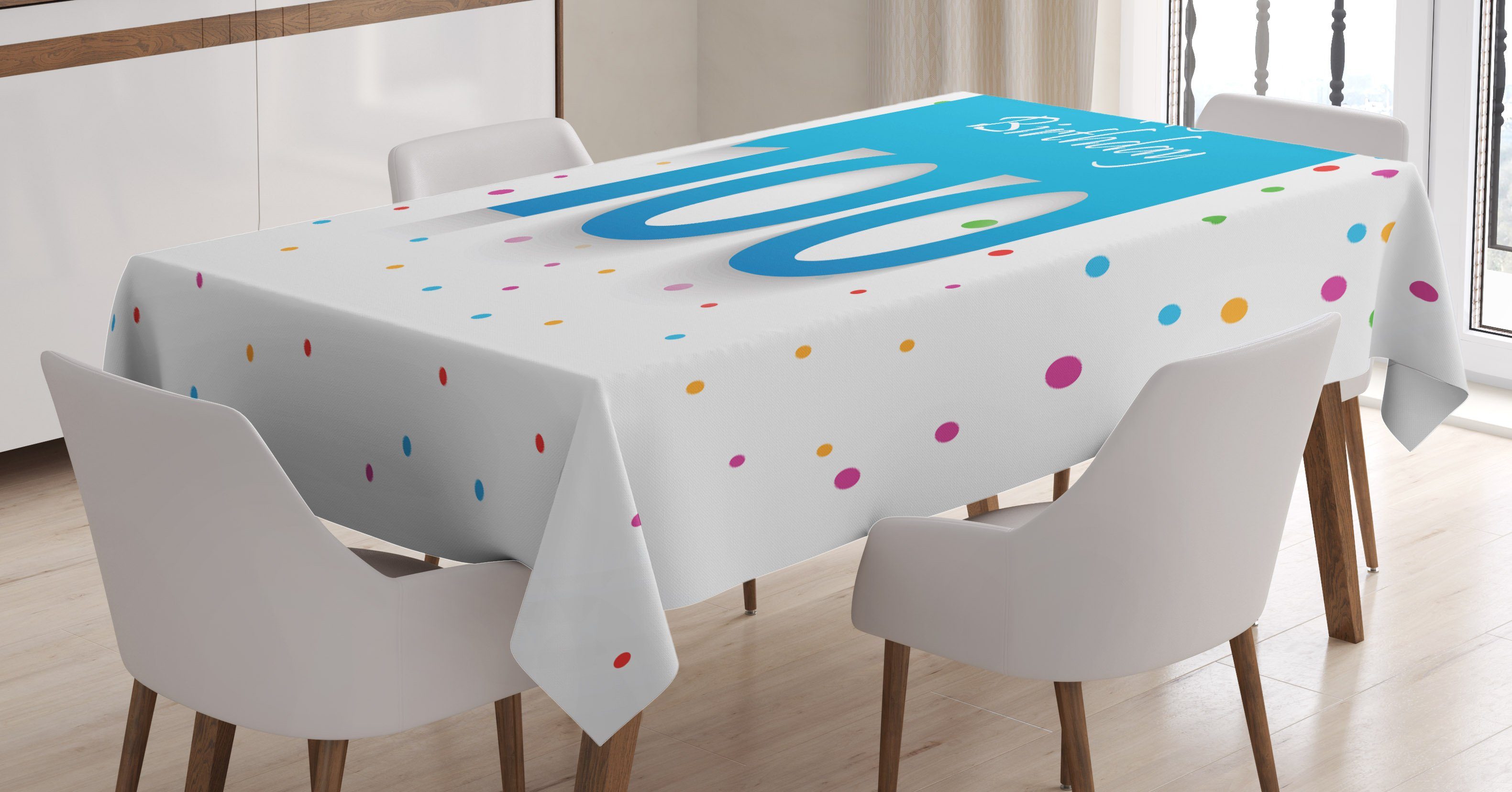 Abakuhaus Tischdecke Farbfest Waschbar Für den Außen Bereich geeignet Klare Farben, Bunt 100 Jahre Geburtstag