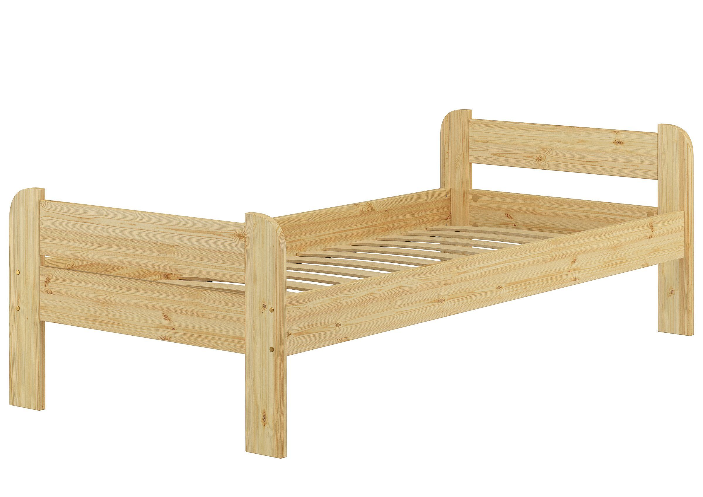 Kieferfarblos Kiefer Natur lackiert Rollrost, 90x200 Jugendbett Massivholzbett Bett ERST-HOLZ