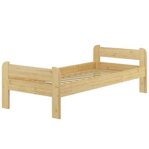 ERST-HOLZ Bett Massivholzbett Bettrahmen 90x200 Kiefer Natur Rollrost, Kieferfarblos lackiert