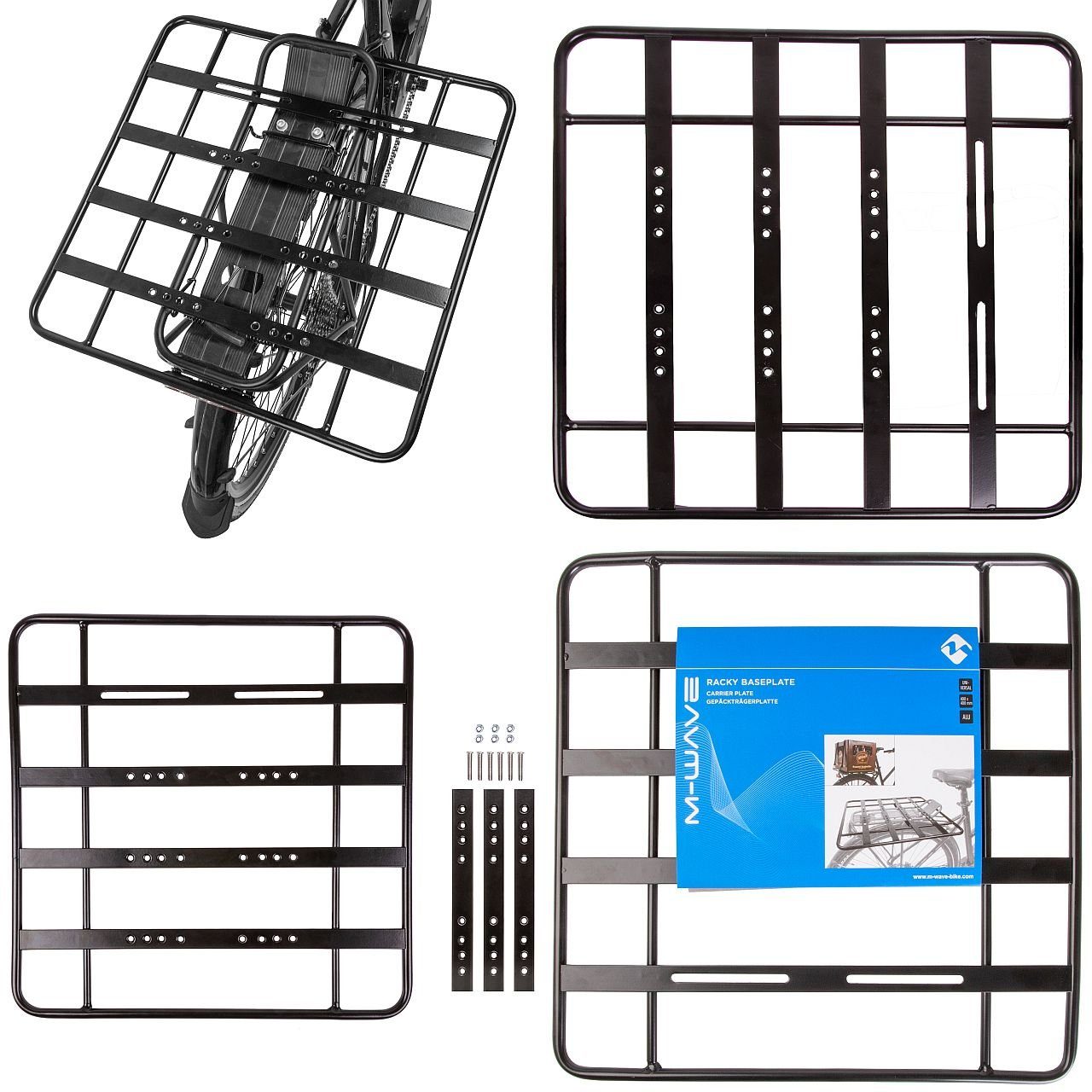 M-Wave Fahrrad-Gepäckträger Fahrrad Gepäckträgerplatte Vergrößerung 40 x40 Racky Baseplate schwarz