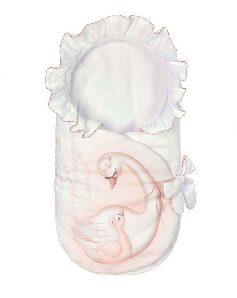 Babyhafen Kuschelnest Elegantes Einschlagdecke Babynest Babyhörnchen Taufe Steckkissen Weiß, (1-tlg), bestickt