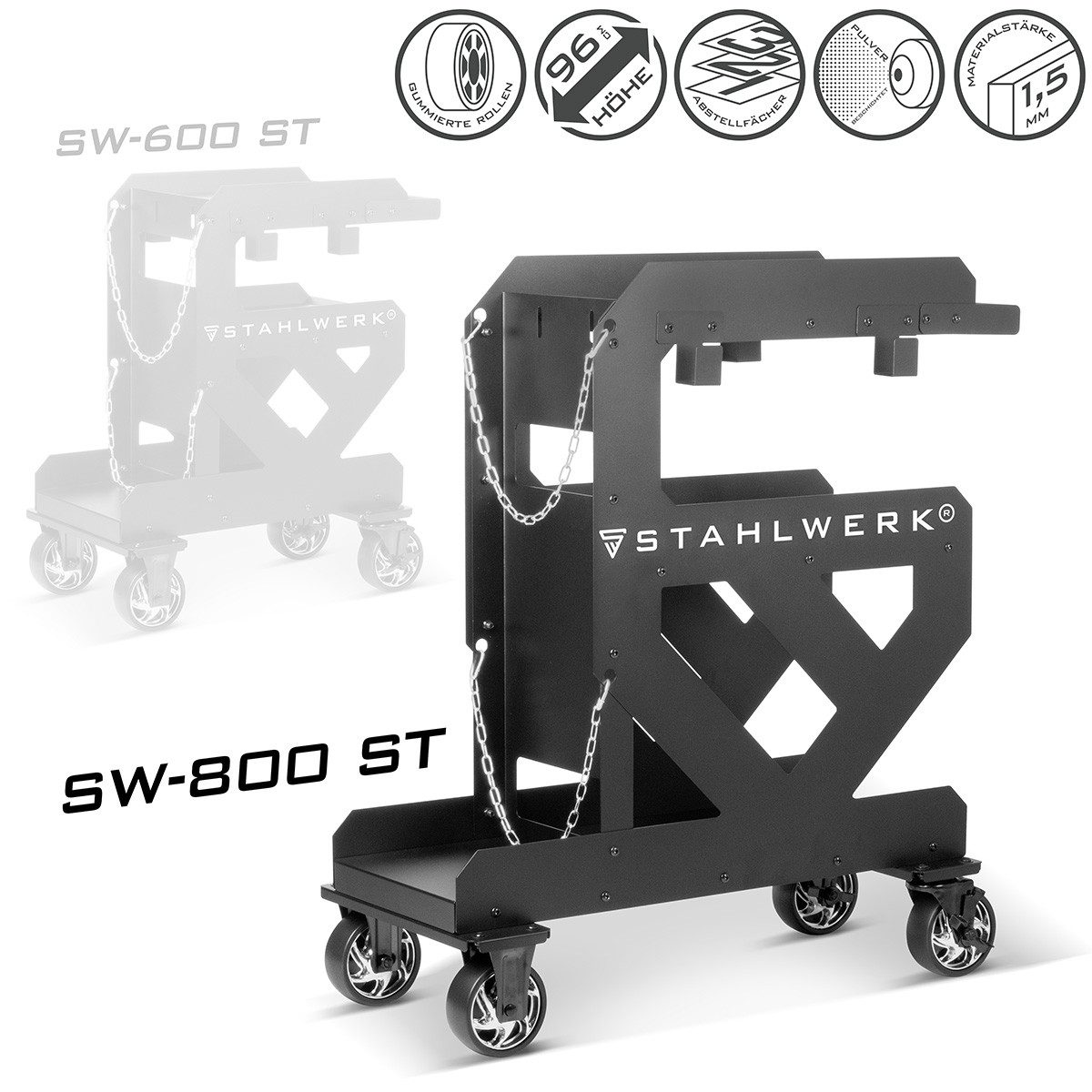 STAHLWERK Werkzeugwagen Schweißwagen mit 1,5 mm Wandstärke mit Halterung für Schläuche, (1-tlg)