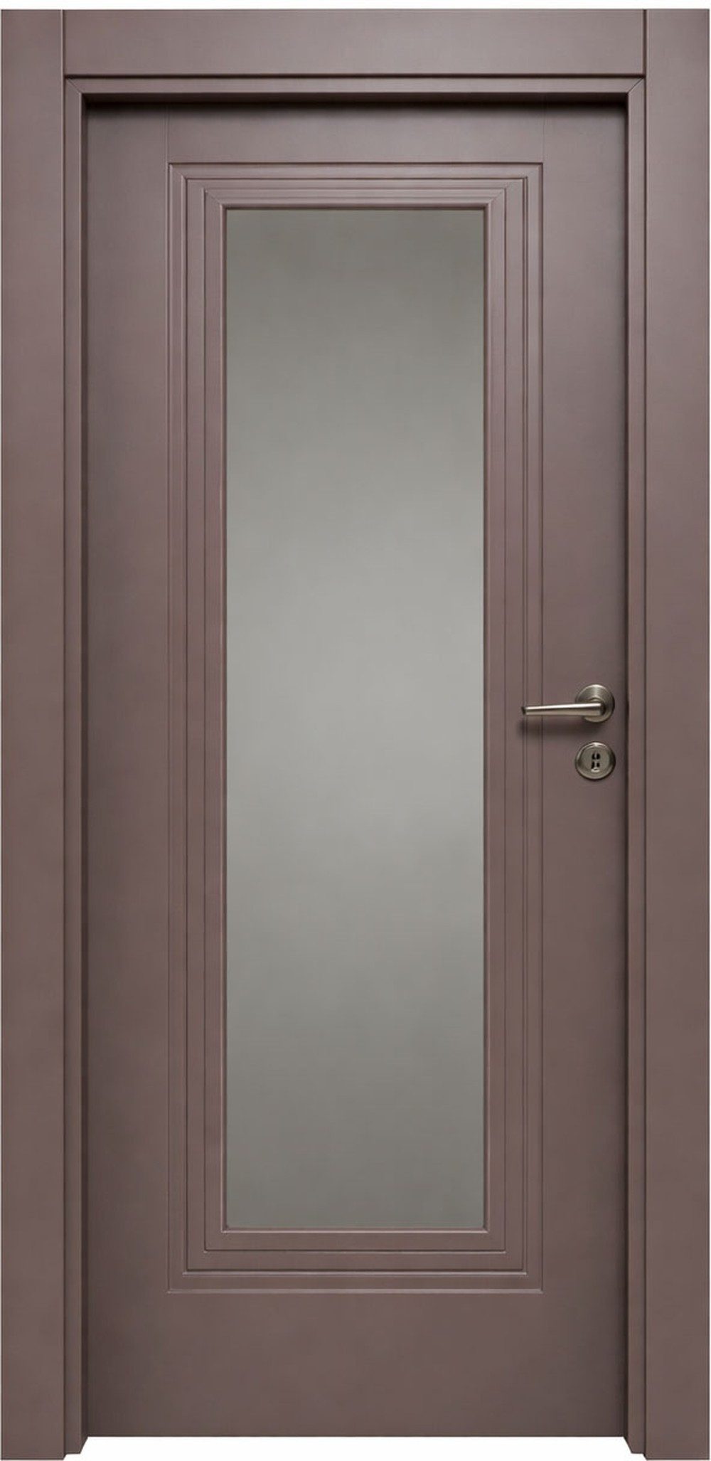 Xlmoebel Zimmertür Braune Holzinnentür mit Milchglas für moderne Räume (Türblatt mit Zarge und Beschlägen), Made in Europa