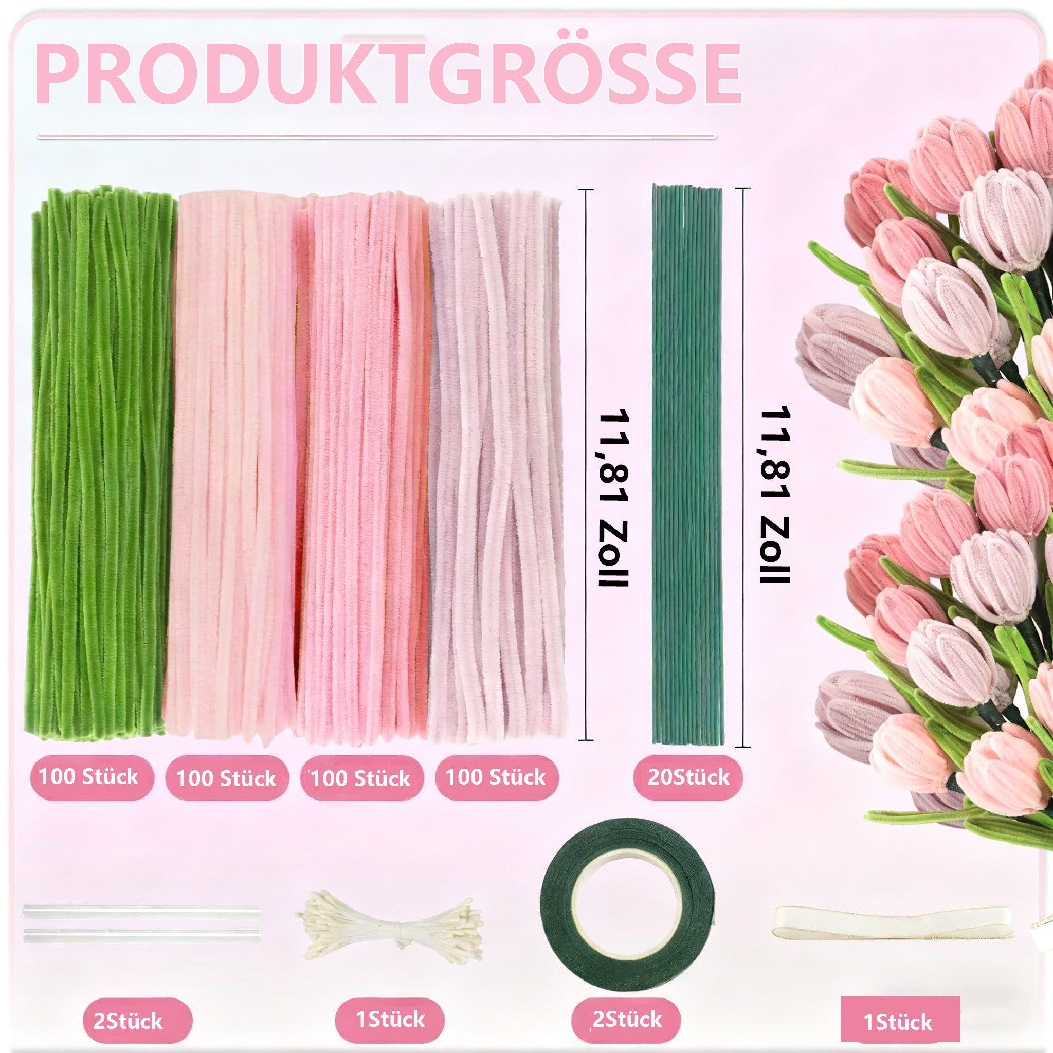 Kunstpflanze 400Stück Pfeifenreiniger Blumen,DIY Cleaner Dekoration günstig online kaufen