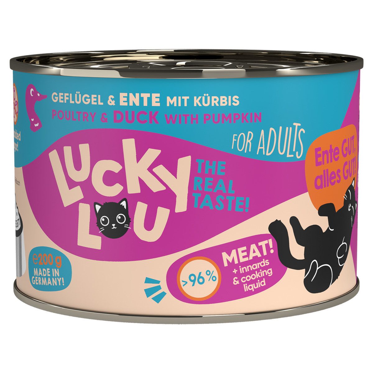 Lucky Lou Lifestage Adult Geflügel & Ente 200 g, Nassfutter für: Katze