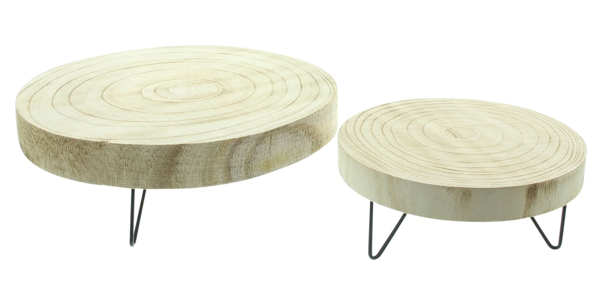Dekoleidenschaft Blumenständer Baumscheibe "Natur" Ø 16 + 24 cm, Blumenständer Holz, Dekoscheibe (2 St., im Set), schwarze Füße aus Metall, Kerzenboard, Pflanzenständer