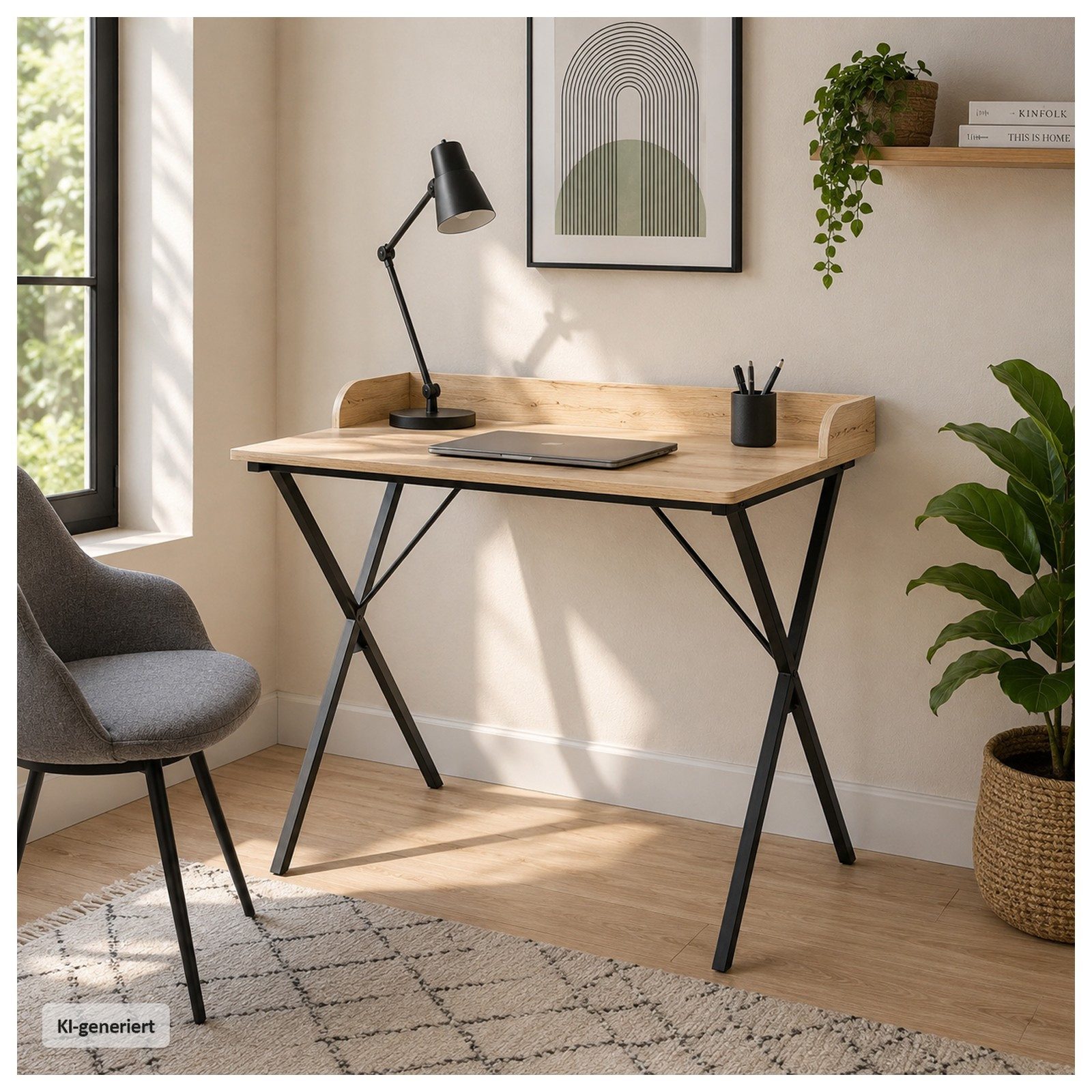 HTI-Living Schreibtisch Cedrik Artisaneiche-Schwarz (Stück, 1-St., 1 Schreibtisch)