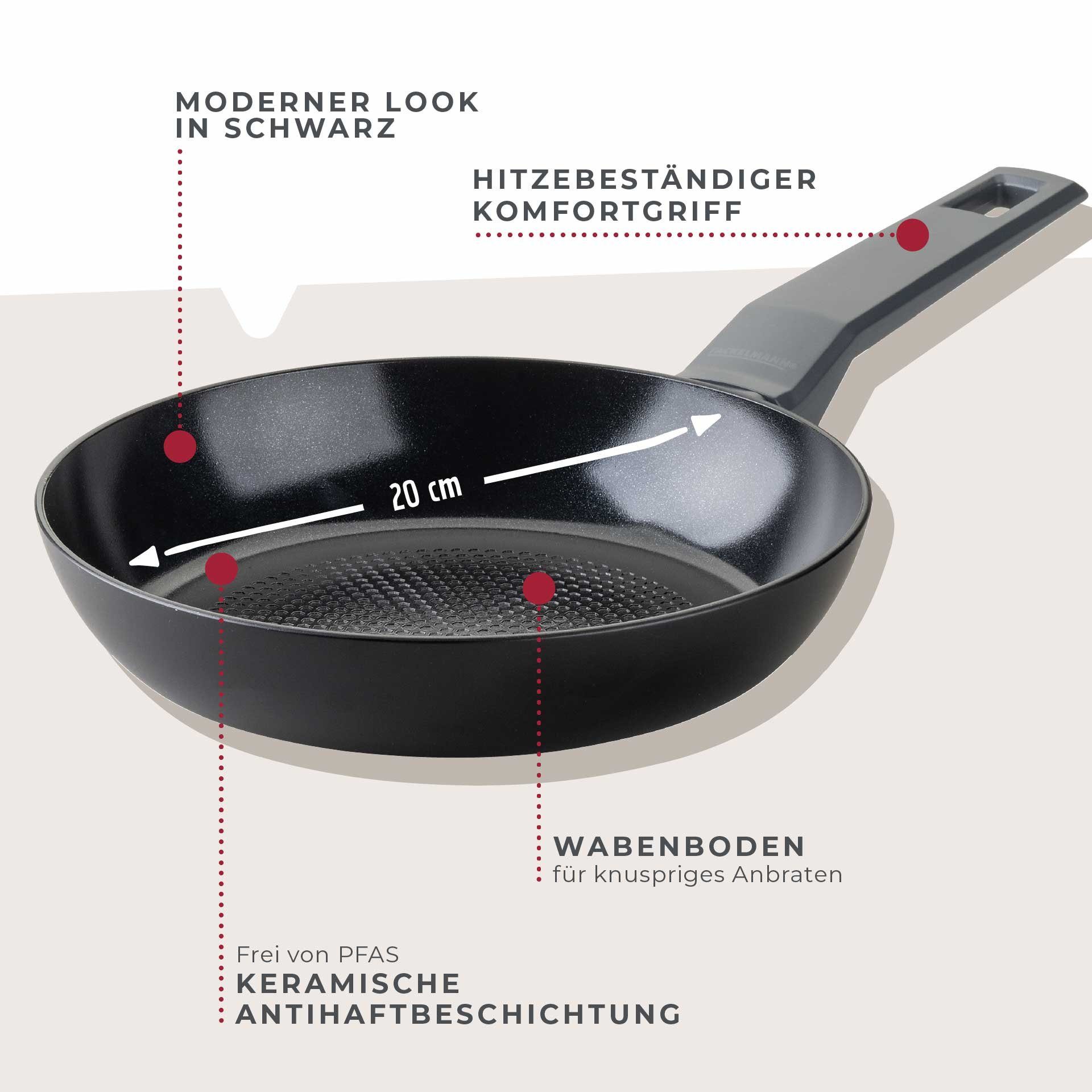FACKELMANN Bratpfanne 20cm Statement – Keramik-Antihaft, Aluminium, Wabenboden, Induktion