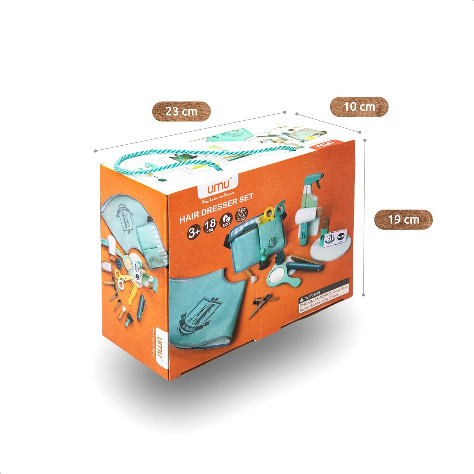 Esun Spielzeug-Frisierkoffer Kinder Holz Friseur Spielset mit Tasche für Friseurwerkzeuge, 18 Stk Set, Spielzeug zum Rollenspiel für 3+ Jahre