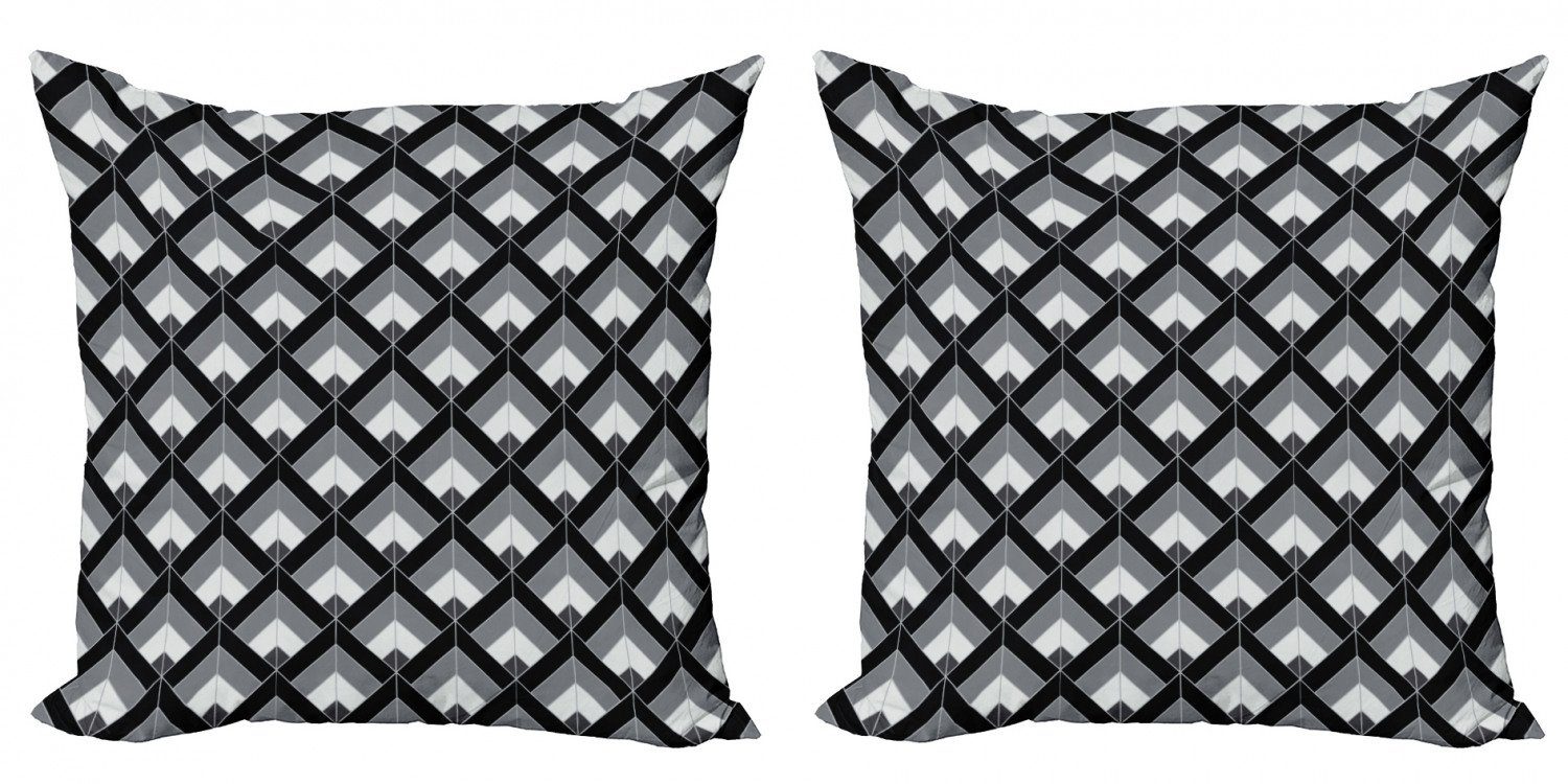 Kissenbezüge Modern Accent Doppelseitiger Digitaldruck, Abakuhaus (2 Stück), Grau und Schwarz Boho Geometrische
