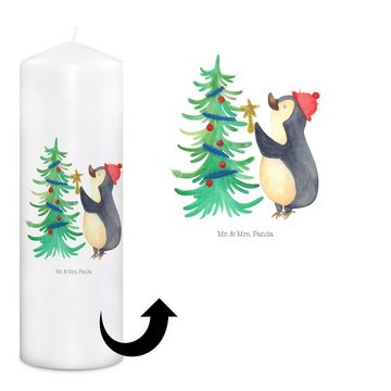 Mr. & Mrs. Panda Formkerze 29 x 8 cm XL Pinguin Weihnachtsbaum - Weiß - Geschenk, Weihnachtsdeko (1-tlg), Warmes Licht