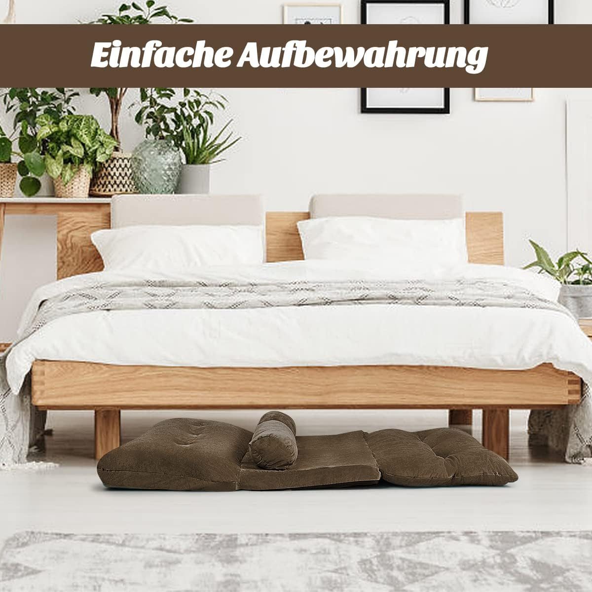 COSTWAY Schlafsofa, bettfunktion,verstellbare Rückenlehne,klappbar,Kissen