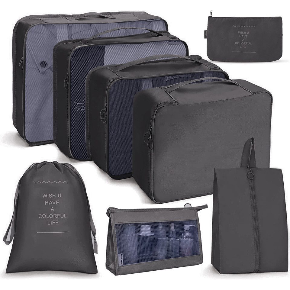 Diwzbyn Kofferorganizer 8 Teilige Packing Cubes Kleidertaschen Koffer Organizer (8-tlg)
