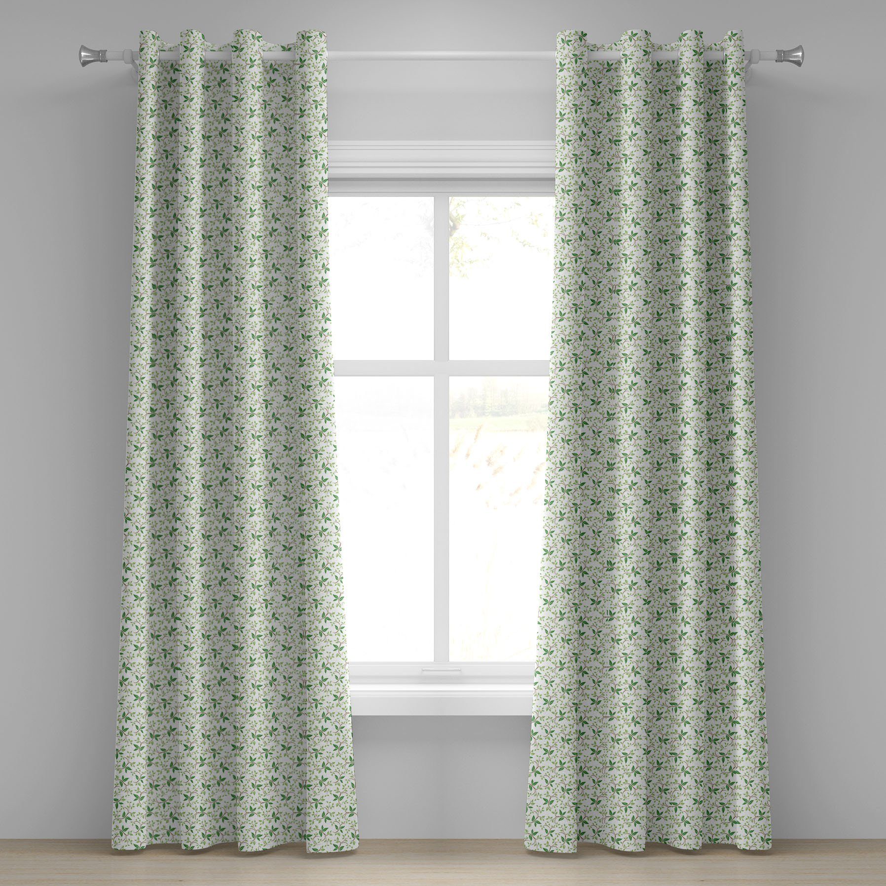 Gardine Dekorative 2-Panel-Fenstervorhänge für Schlafzimmer Wohnzimmer, Abakuhaus, Natur Ivy Green Leaves