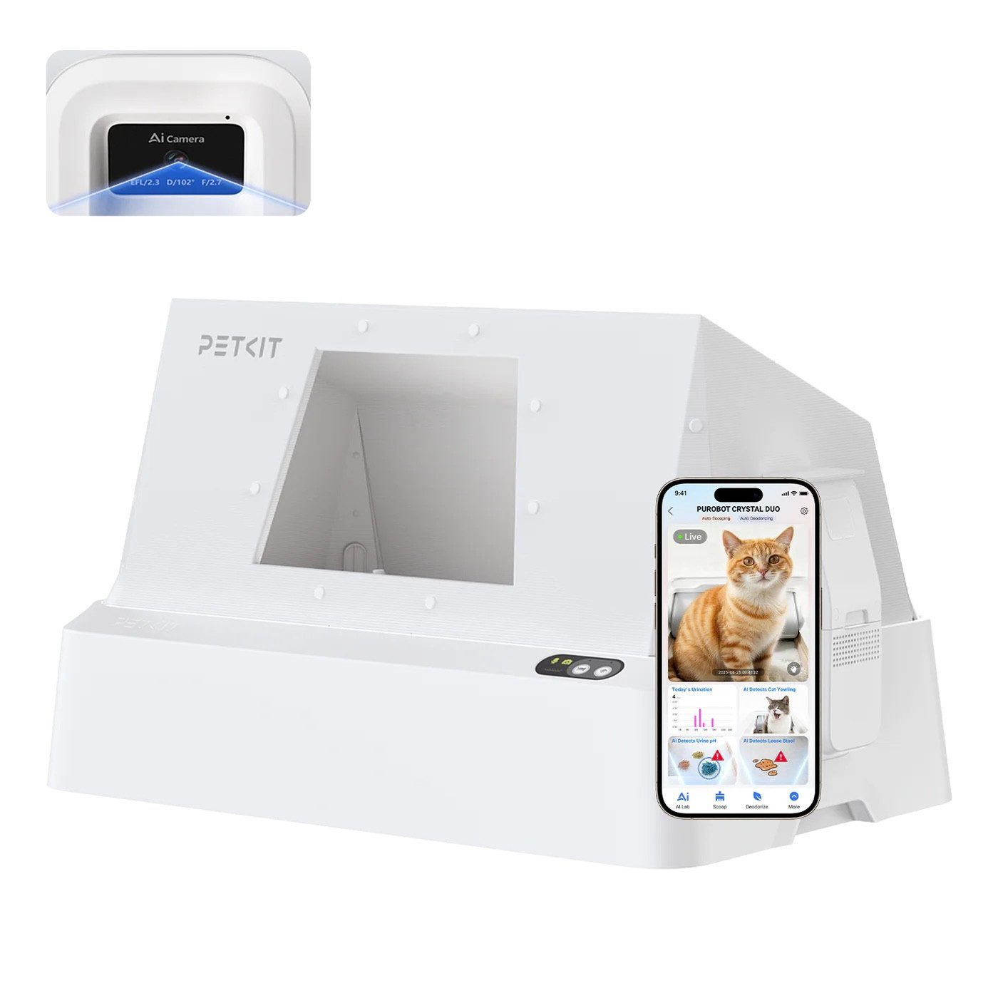 PETKIT Katzentoilette PETKIT Purobot Crystal Duo front Entry, AI-Kamera, bis 30 Tage Wartungsfrei