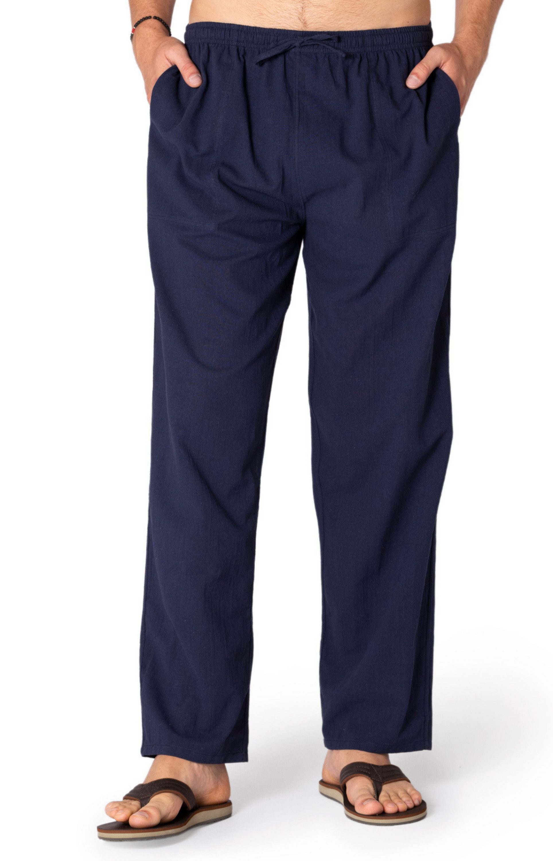 PANASIAM Stoffhose Bundhose 'K' bequeme Unisex Stoffhose aus 100% Baumwolle für Damen und Herren Freizeithose mit Taschen Relaxhose bequeme Sommerhose