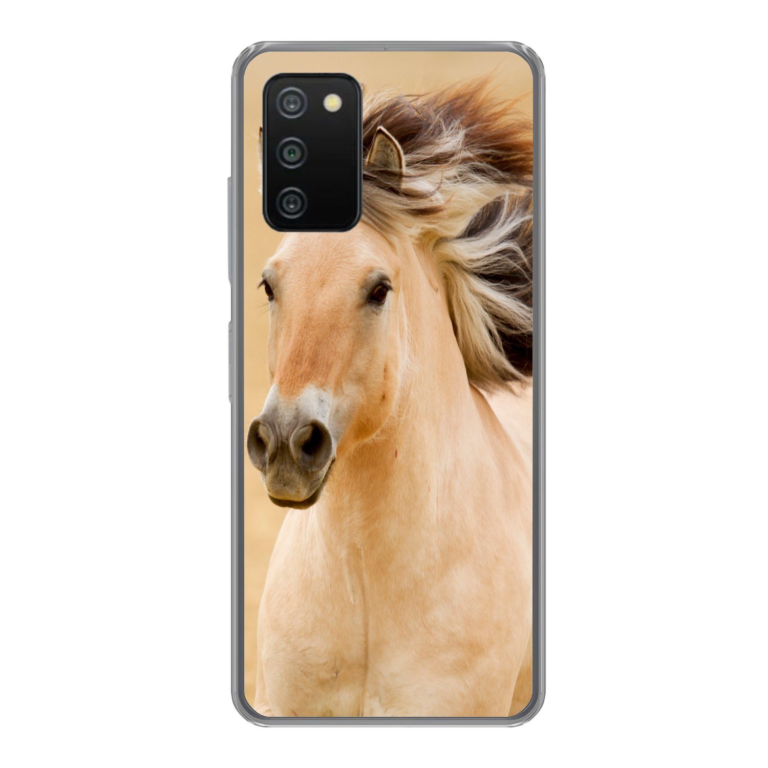 MuchoWow Handyhülle für Samsung Galaxy A03s Pferde - Tiere - Mähne - Porträt, Smartphone-Bumper, Print, Handy Schutzhülle Dünn