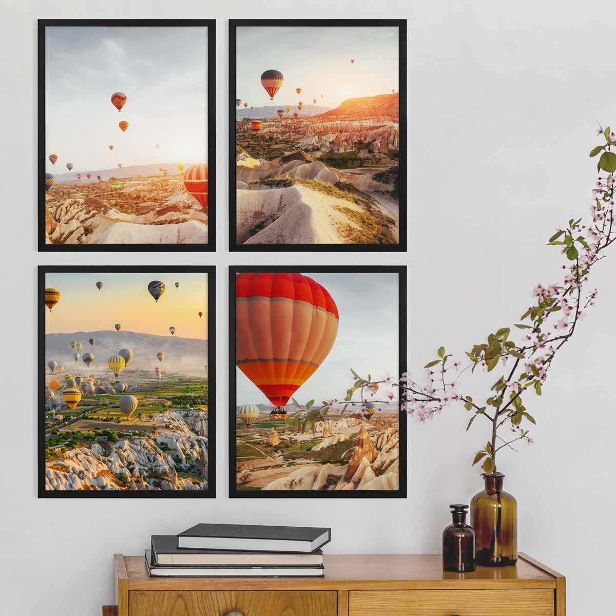 PHOTOLINI Bilderrahmen Sets 30x40 cm aus MDF Holz mit Acrylglas & Zubehör, für 4 Bilder (4er Set), 4er Set moderne Posterrahmen Schwarz – Bild 4 von 5