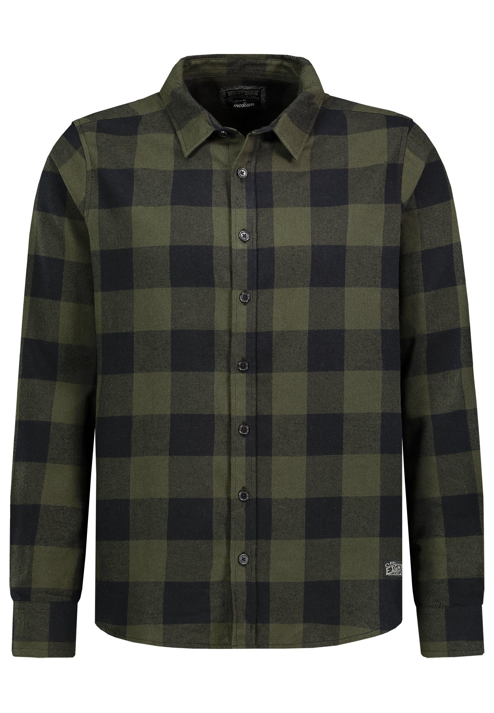 Eight2Nine Flanellhemd Herren Flanell Karohemd dark-green