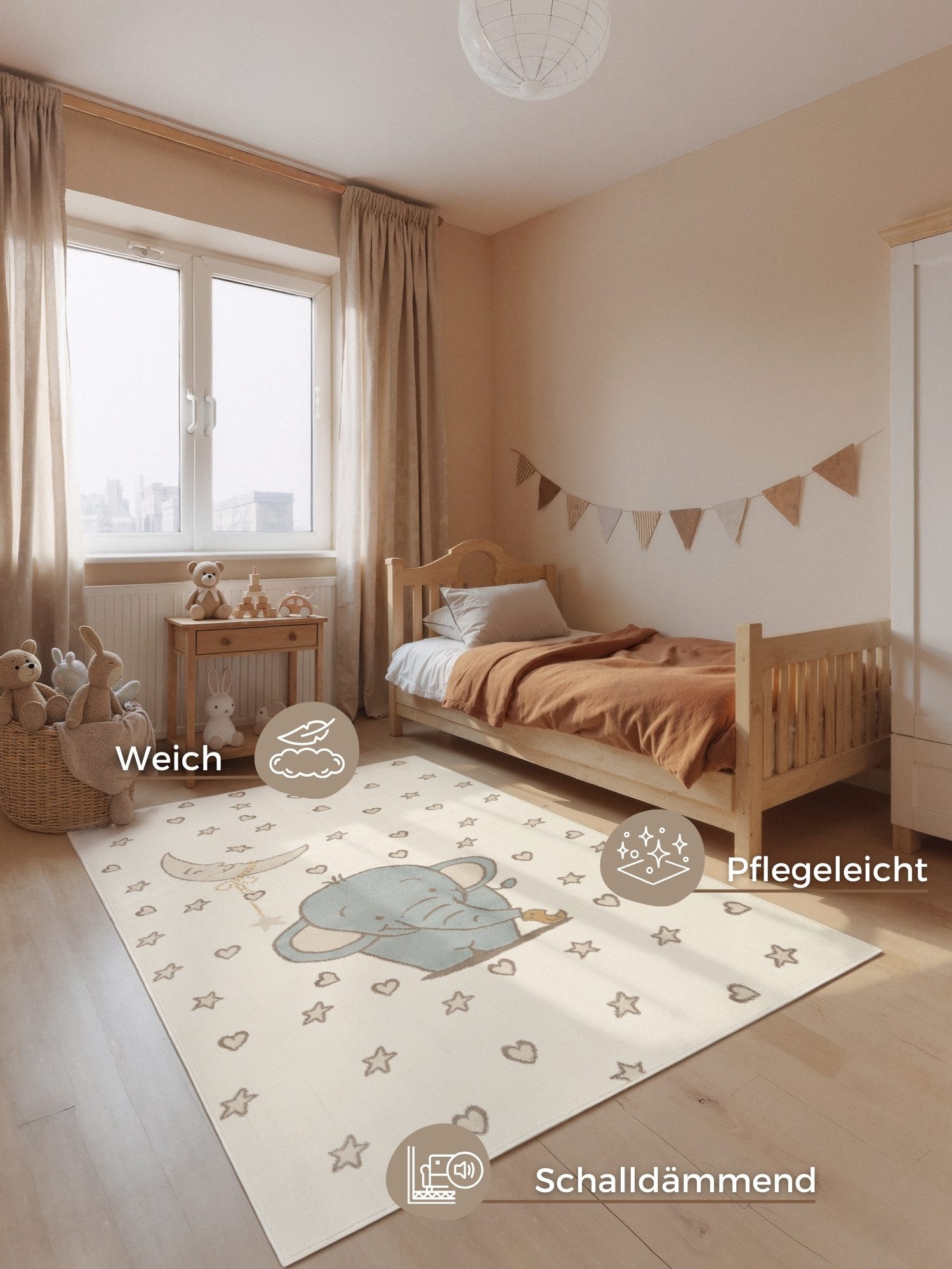HANSE Home Kinderteppich Little Elli, rechteckig, Höhe: 10 mm, Pflegeleicht, Weich, Kinderzimmer, Spielteppich, Spielunterlage