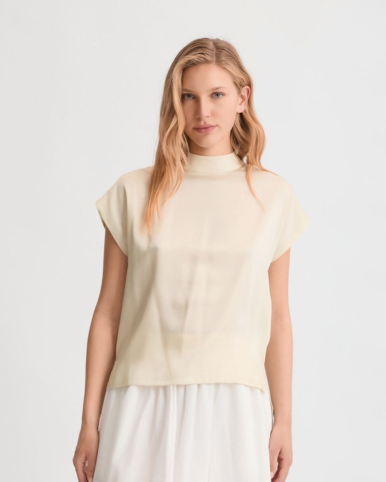 Liu Jo Kurzarmbluse – elegante Damen Bluse – Kurzarmbluse mit hohem Kragen