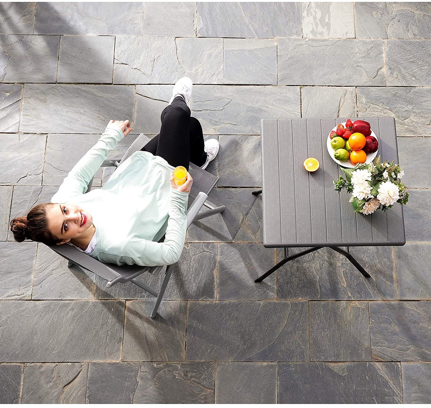 SONGMICS Gartenstuhl (1 St), 8-fach verstellbare Rückenlehne, Campingstuhl