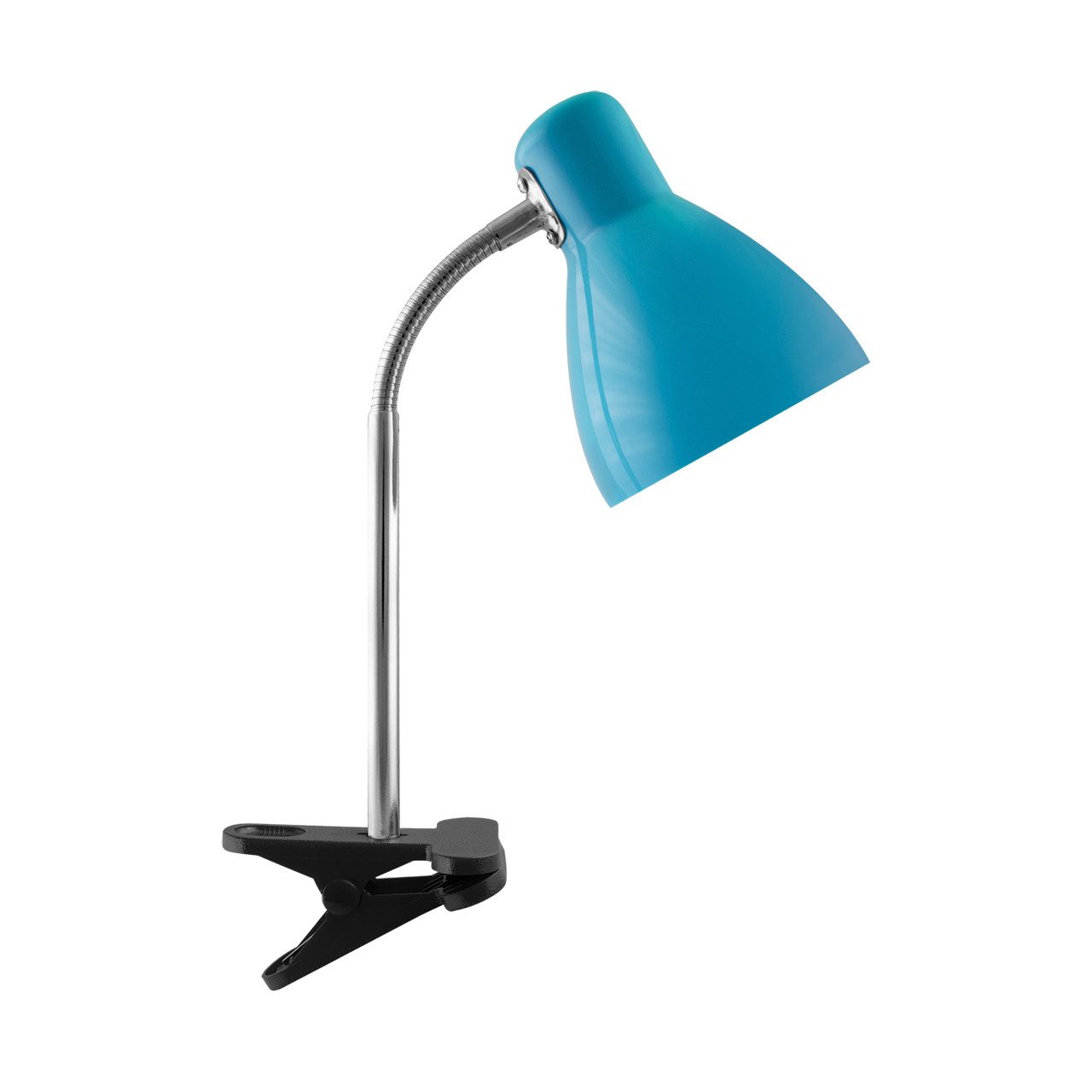 Licht-Erlebnisse Tischleuchte KARIN, ohne Leuchtmittel, Edelstahl Flexarm 36 cm hoch Klemmleuchte Blau Schwarz E27