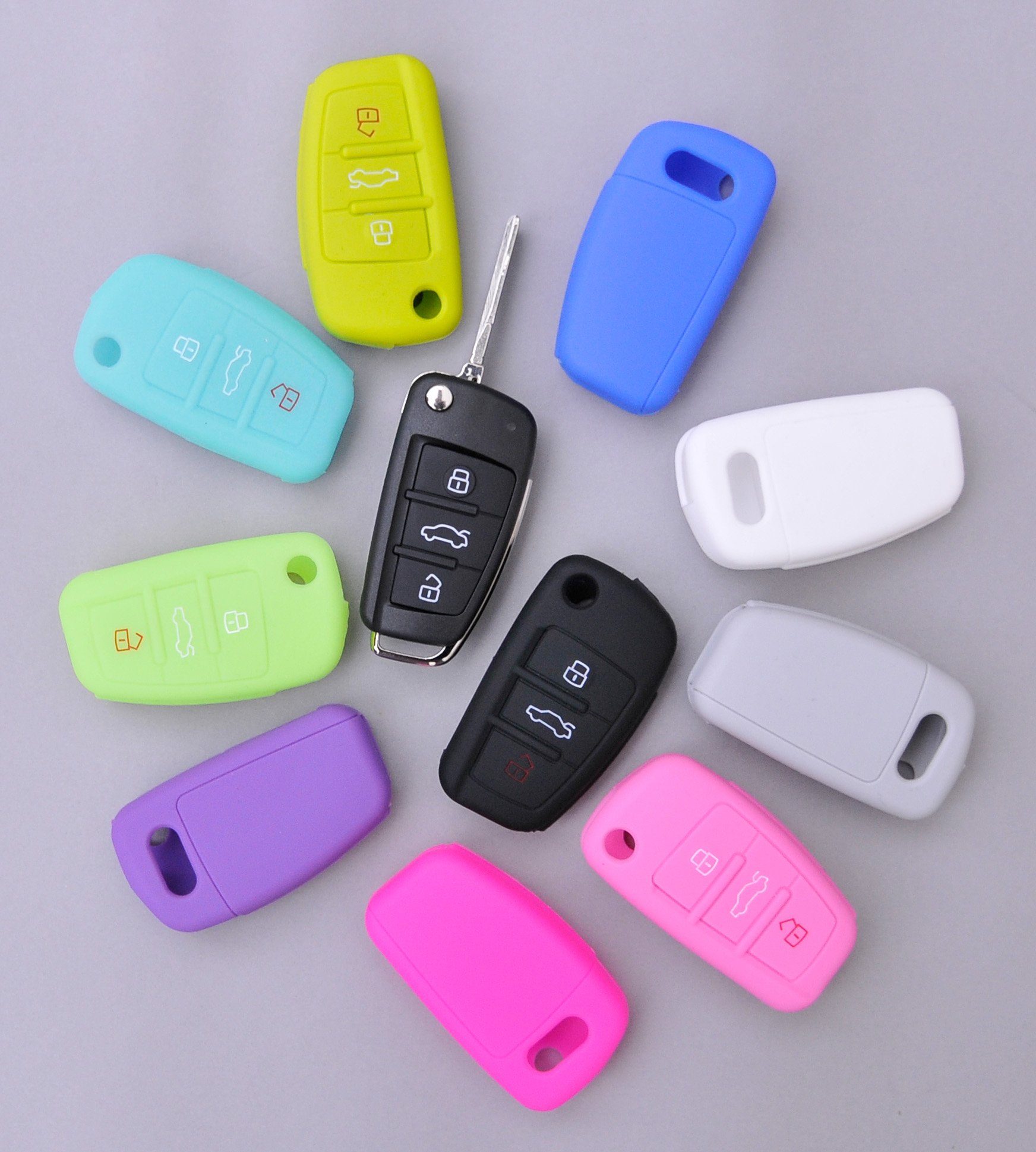 mt-key Schlüsseltasche Autoschlüssel Softcase Silikon Schutzhülle Blau, Aud günstig online kaufen