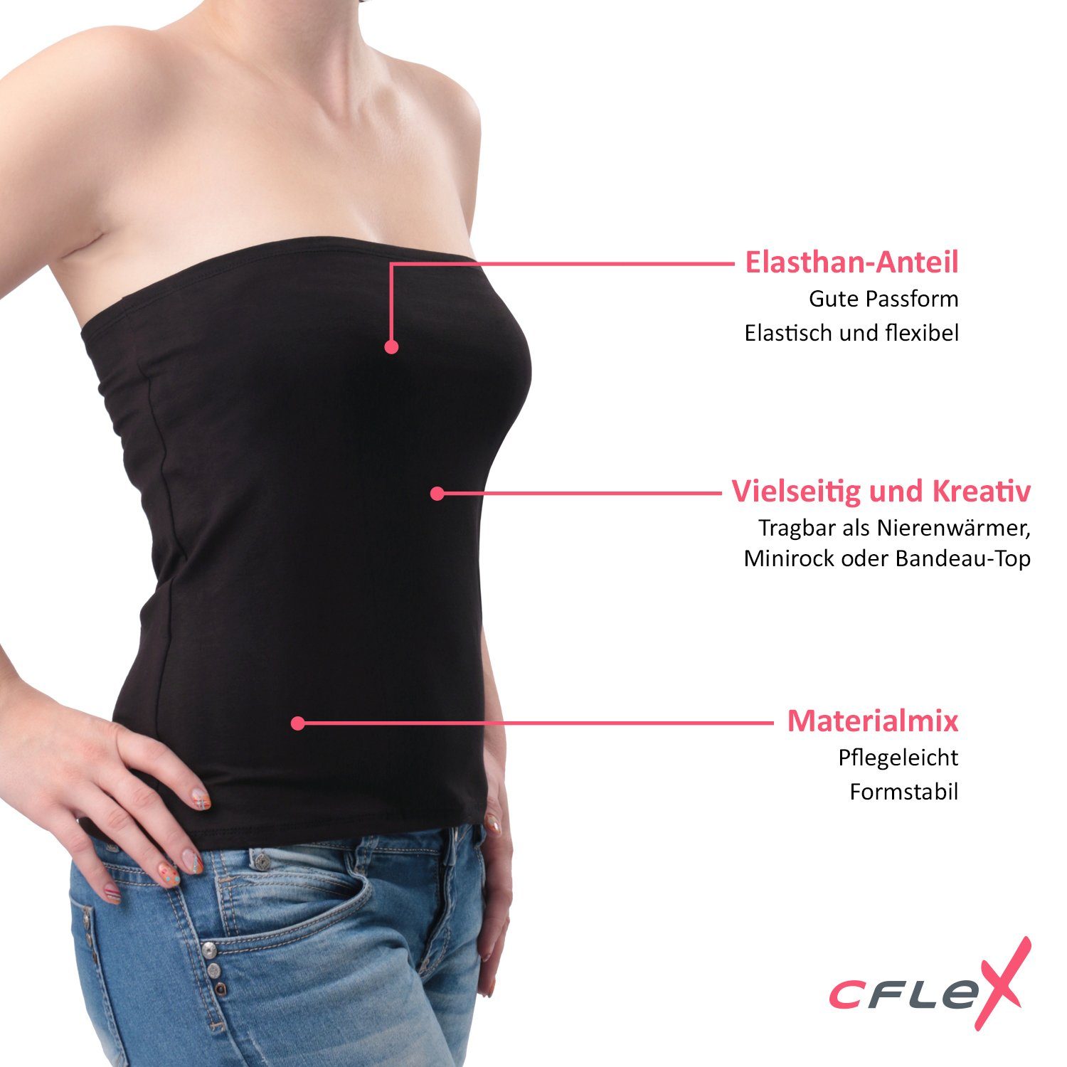 CFLEX Bandeautop Variotube Damen Tube-Oberteil, Shirtverlängerung & Minirock
