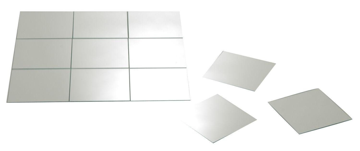 Spiegelfliesen 12er Set TAIL, 15 x 15 cm, Glas, selbstklebend, inkl. 48 Klebepads zum Aufkleben auf glatteren Oberflächen