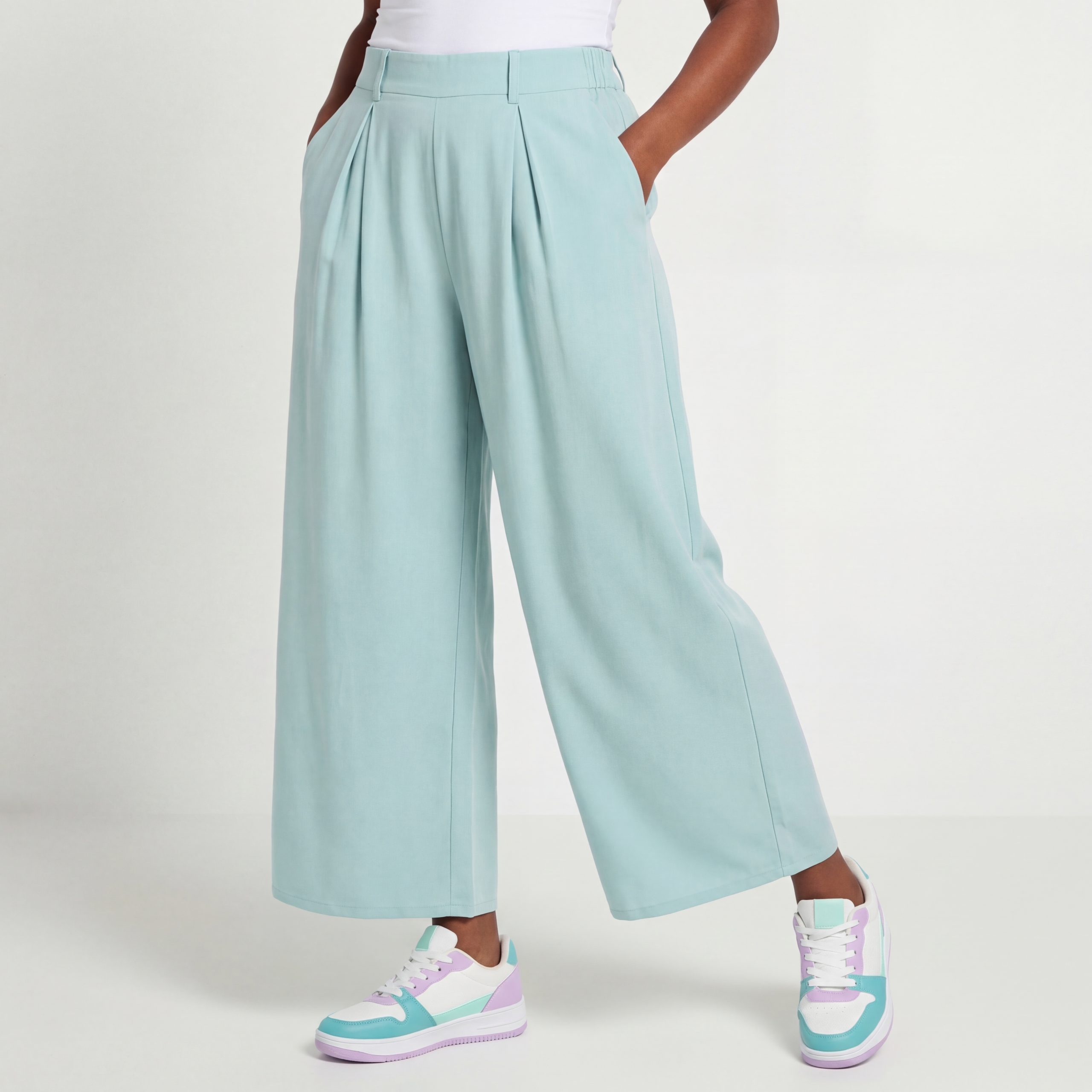 Aurela Damenmode Culotte Damen Sommerhose Wide Leg Bundfalten Hose Palazzo Eleganter Look, Festlich geeignet, Oversized Look, Größe 40-44