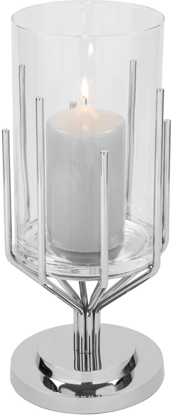 Fink Windlicht LUXOR (1 St), Silberfarben - aus Aluminium, Edelstahl und Glas