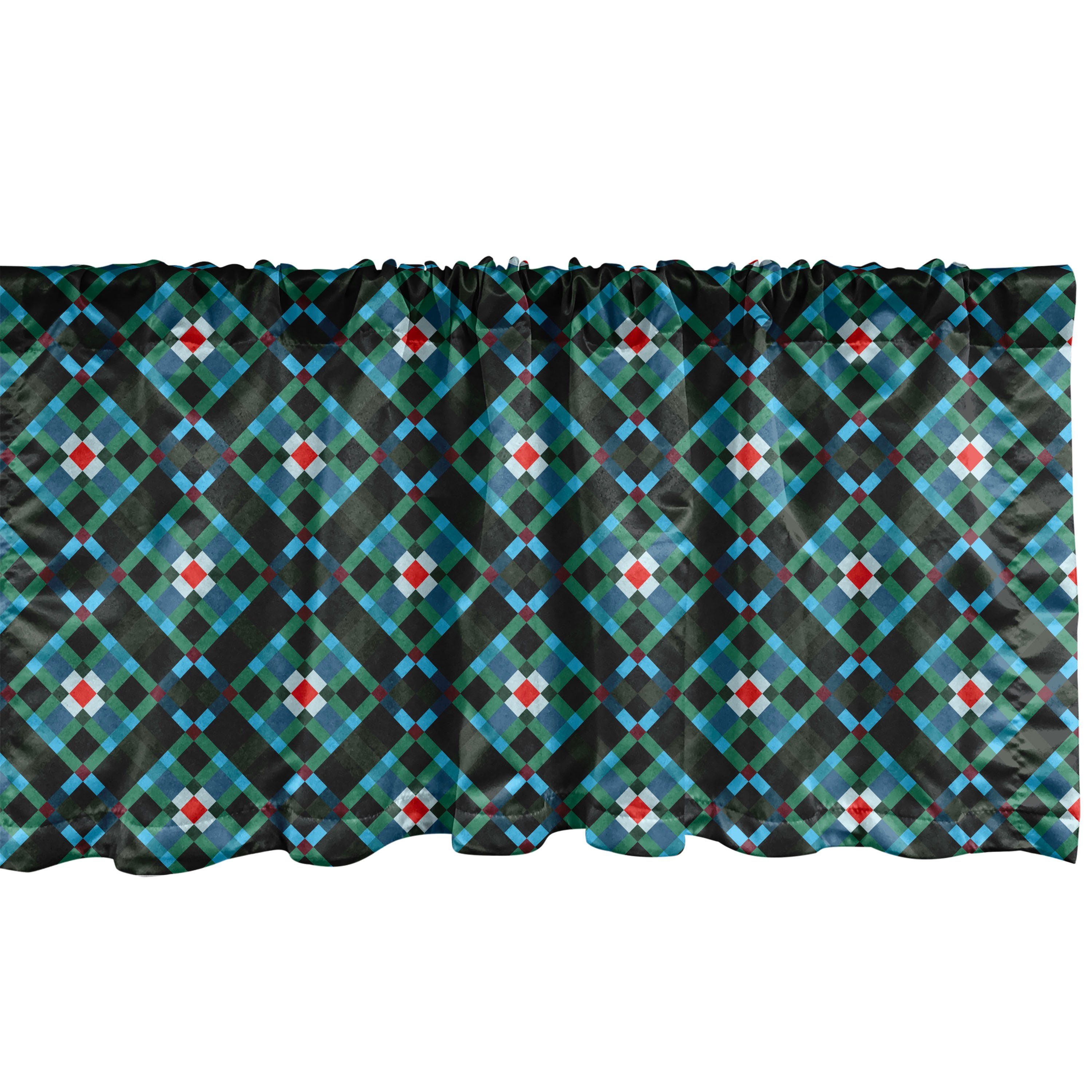 Scheibengardine Vorhang Volant für Küche Schlafzimmer Dekor mit Stangentasche, Abakuhaus, Microfaser, Abstrakt Mosaic wie Quadrate Tile