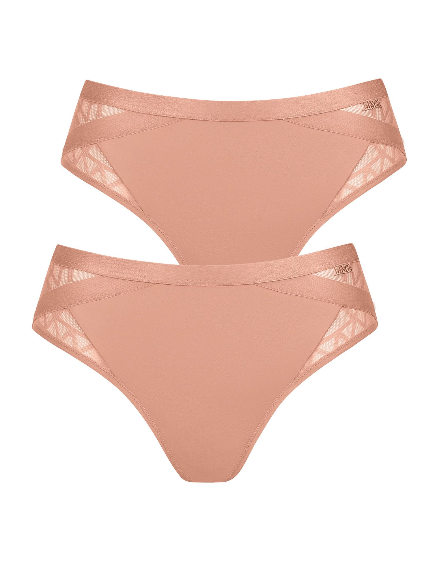 Lisca String 2er Pack Brasilslip Opal (Packung, 2-St) verspielter halbtransparenter Tüll, flache Abschlüsse, Komfortbund