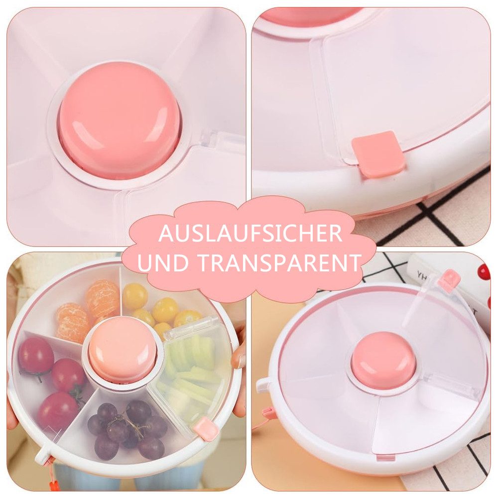 TUWENA Snackschale Snackbox mit Fächern für Kinder,Tragbare Box zum Drehen Aus Kunststoff